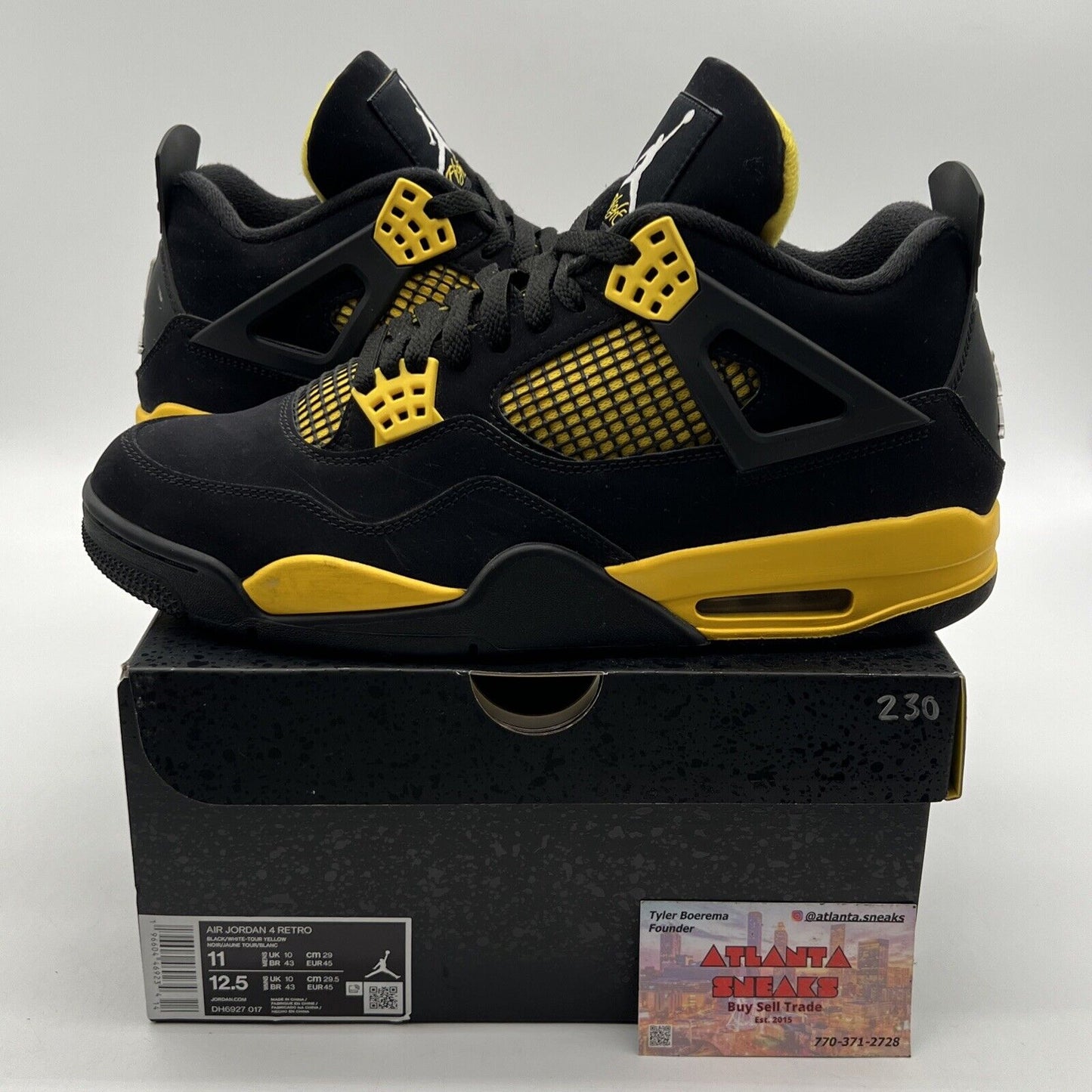 Size 11 - Jordan 4 Retro Mid Thunder Black Yellow Suede (DH6927-017)