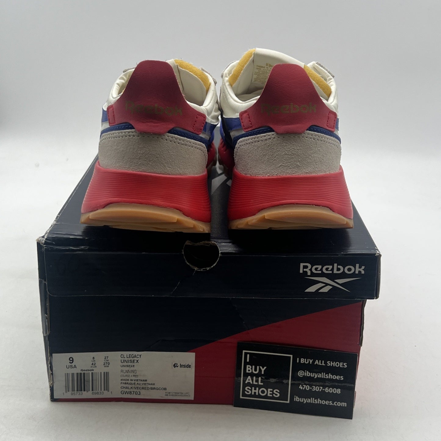Size 9 - NWT Reebok CL Legacy Classic Men’s Shoes Chalk Red Blue Gold (GW8703)