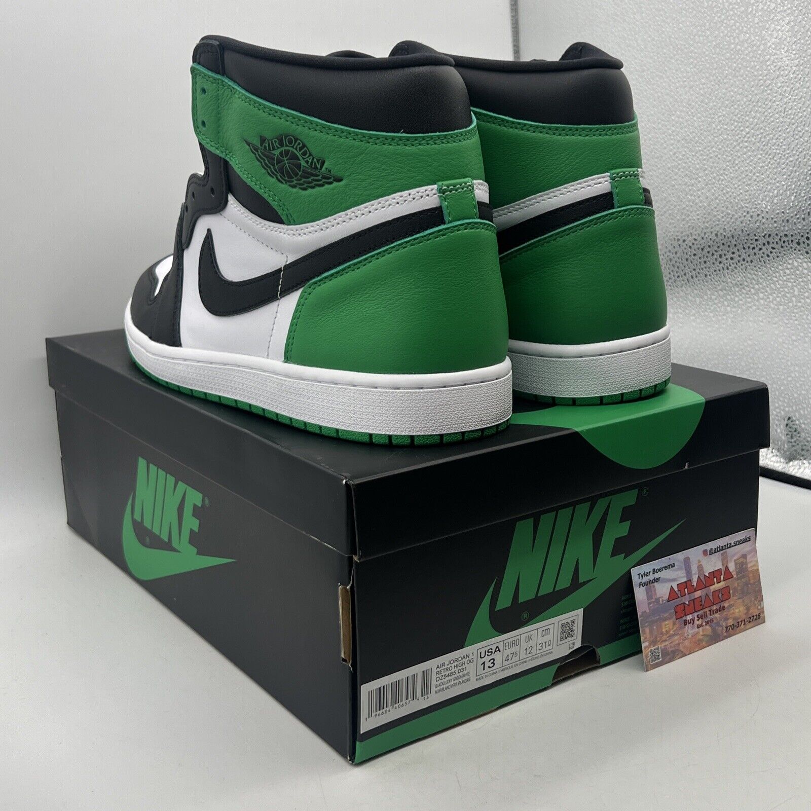 Size 13 - Air Jordan 1 Retro OG High Lucky Green Black White Leather DZ5485-031