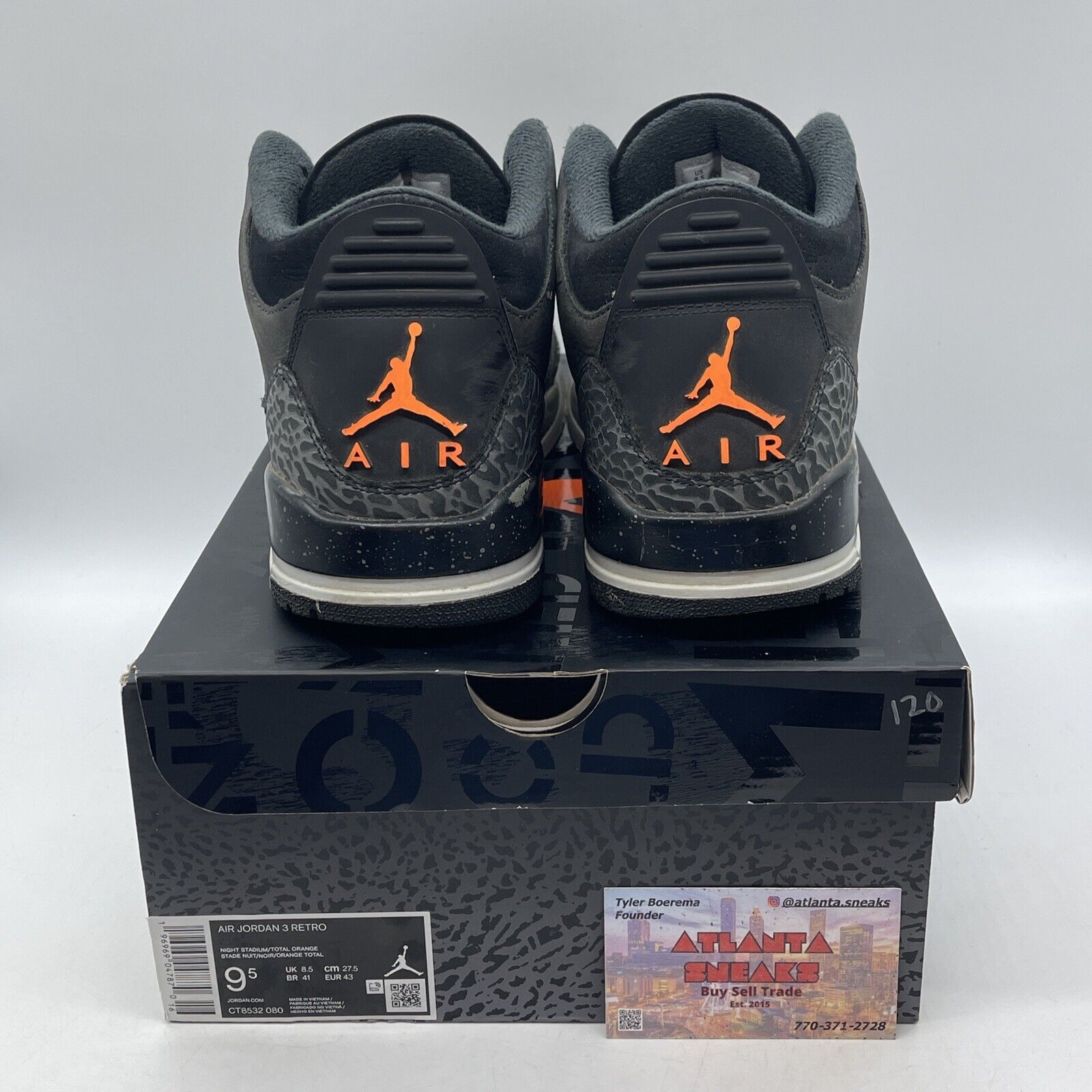 Size 9.5 - Jordan 3 Retro 2023 Mid Fear Grey Black Suede Orange (CT8532-080)