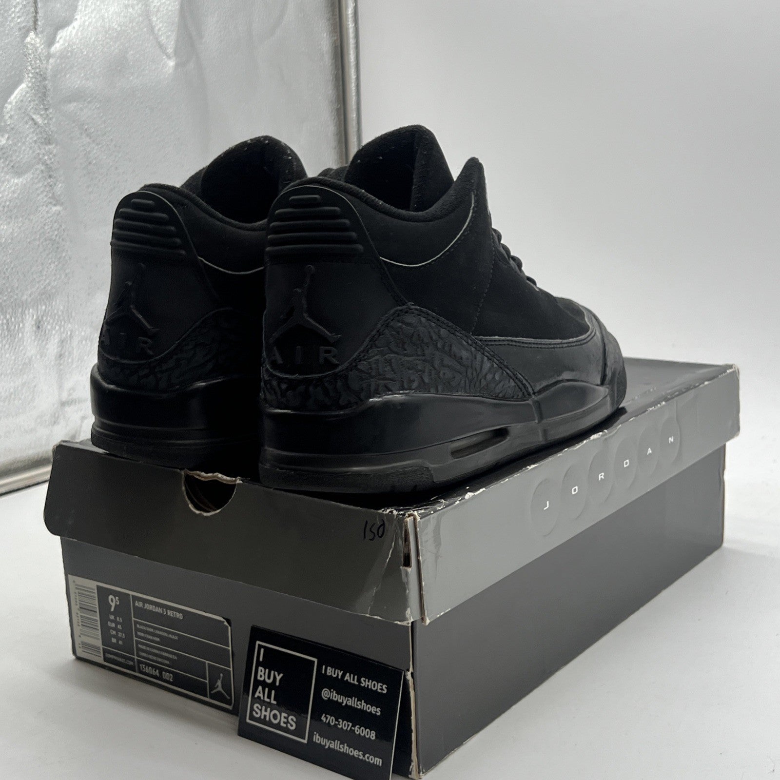 Size 9.5 - Air Jordan 3 Retro Black Cat (136064-002)