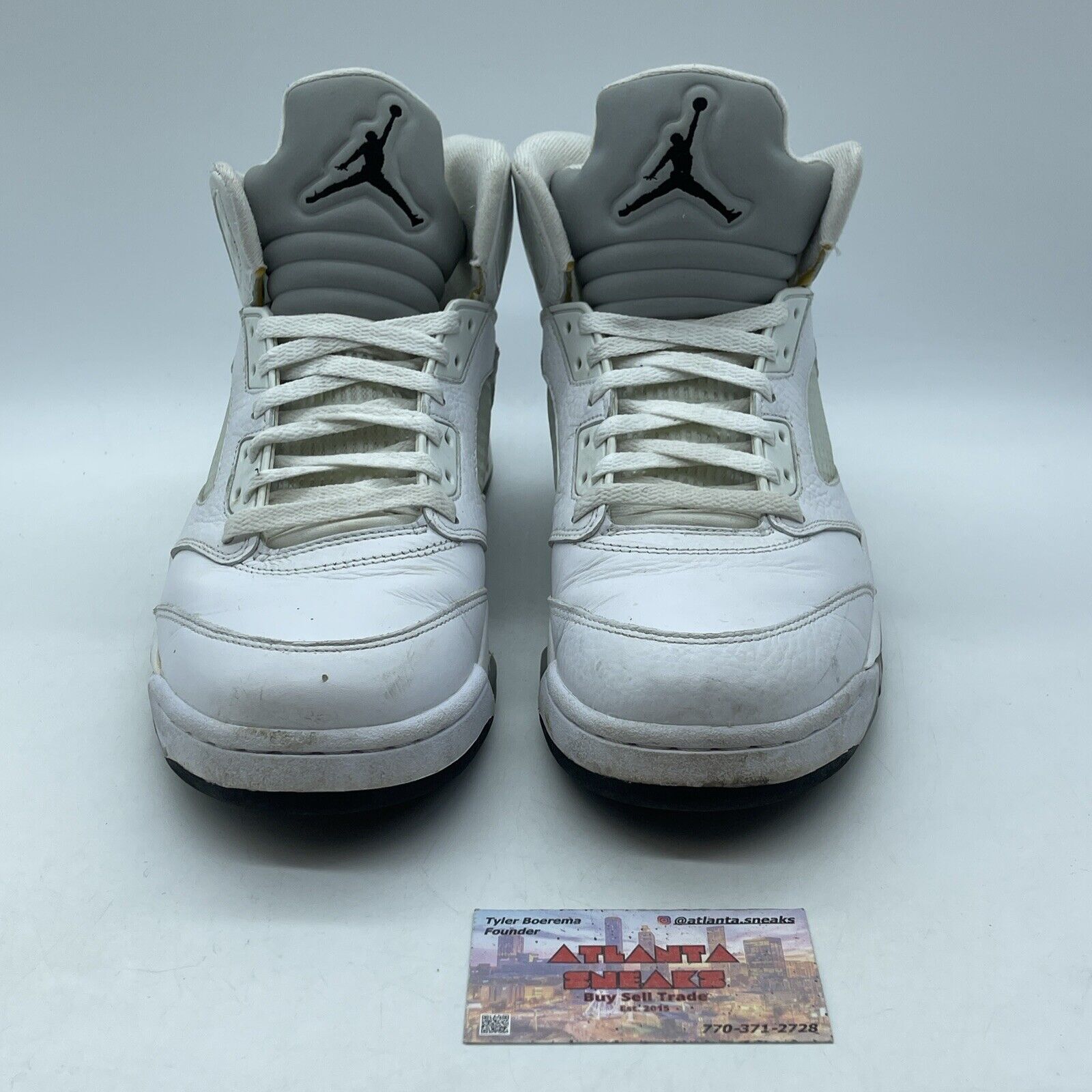 Size 10.5 - Air Jordan 5 Retro 2015 Metallic White Silver Leather (136027-130)