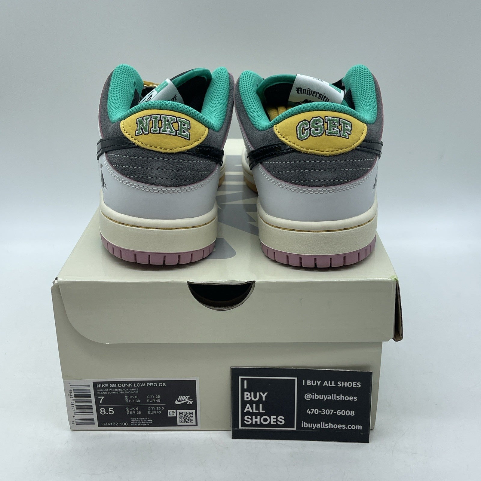 Size 7 - CSEF x Nike Dunk SB Low White Clear Emerald (HJ4132-100)