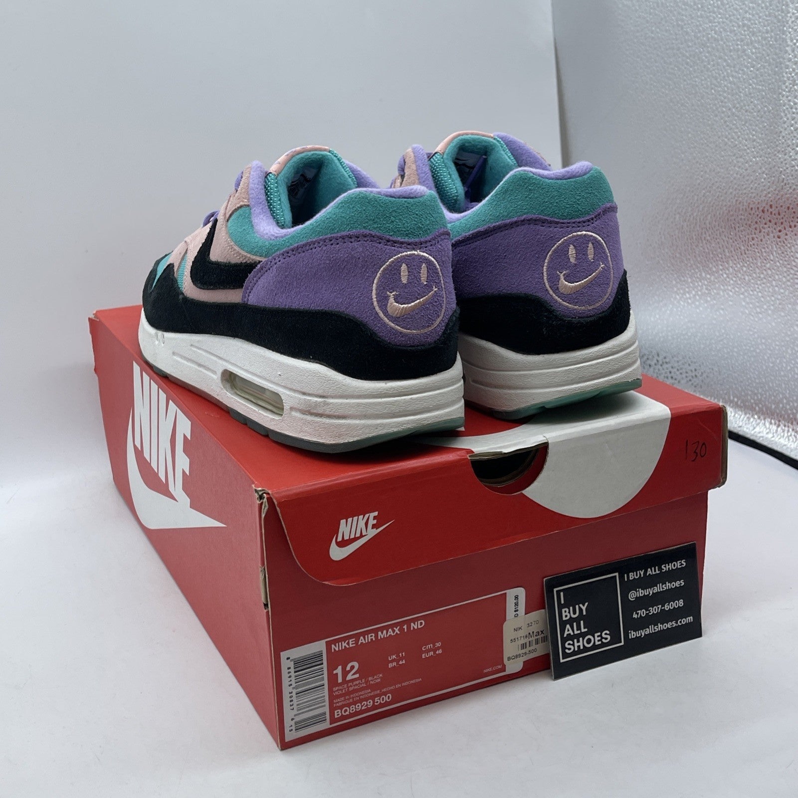 Size 12 - Nike Air Max 1 Have A Nike Day Black Purple Pink Suede (BQ8929-500)
