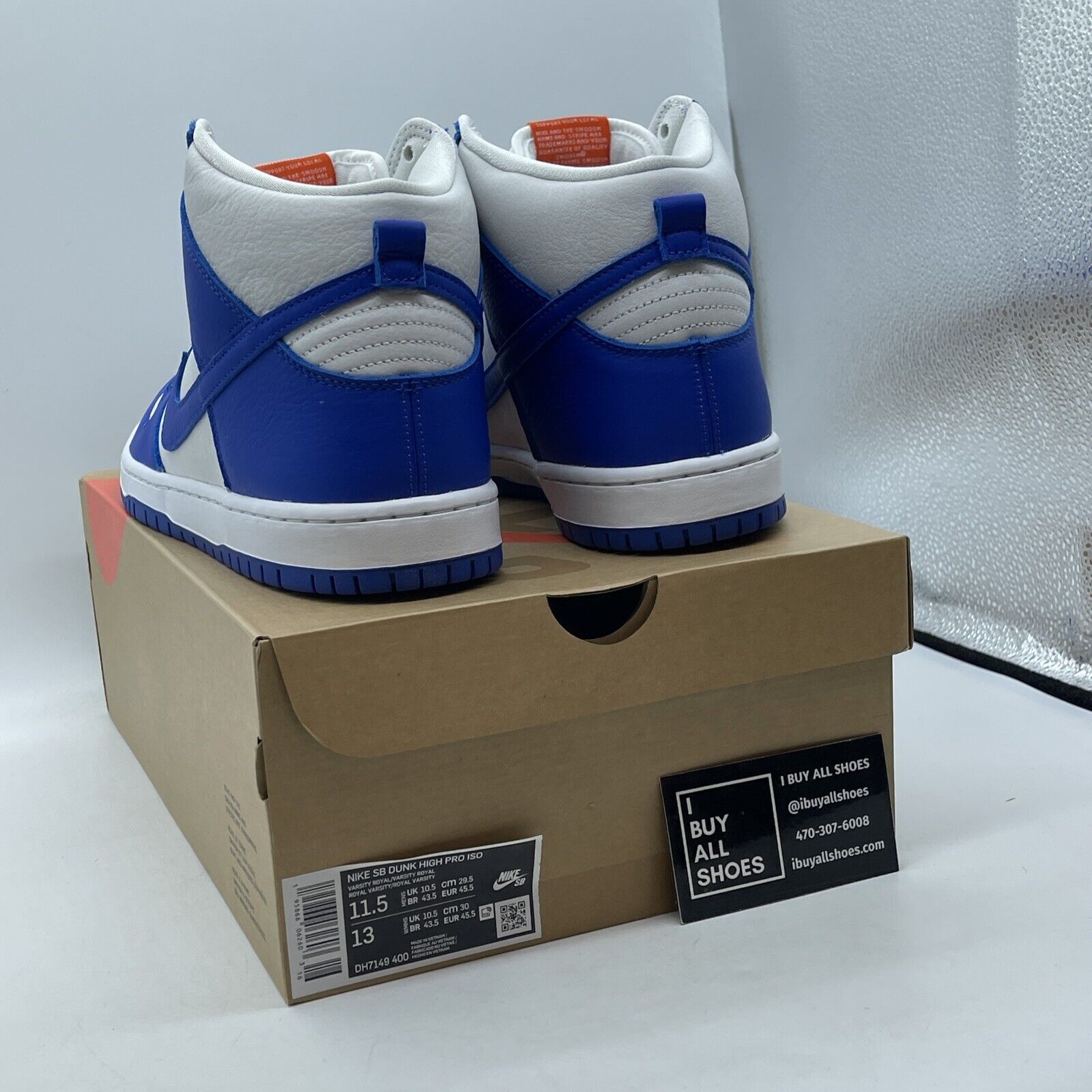 Size 11.5 - Nike Dunk Pro ISO SB High Kentucky Blue White Leather (DH7149-400)