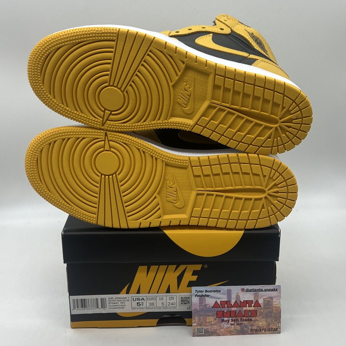 Size 5.5Y - Jordan 1 Retro OG High Pollen Brand New Og All Leather Black Yellow