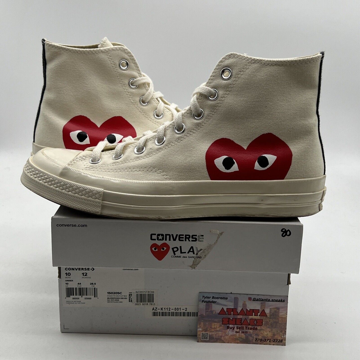 Size 10 - Converse Comme des Garçons Play x Chuck 70 2015 High Milk