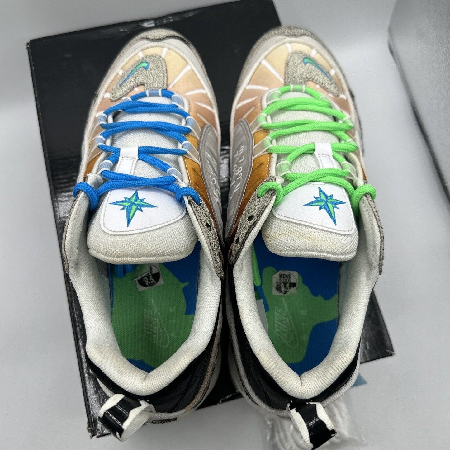 Size 9.5 - Nike Air Max 98 On Air: NYC La Mezcla 2019 Green Blue Icy Sole