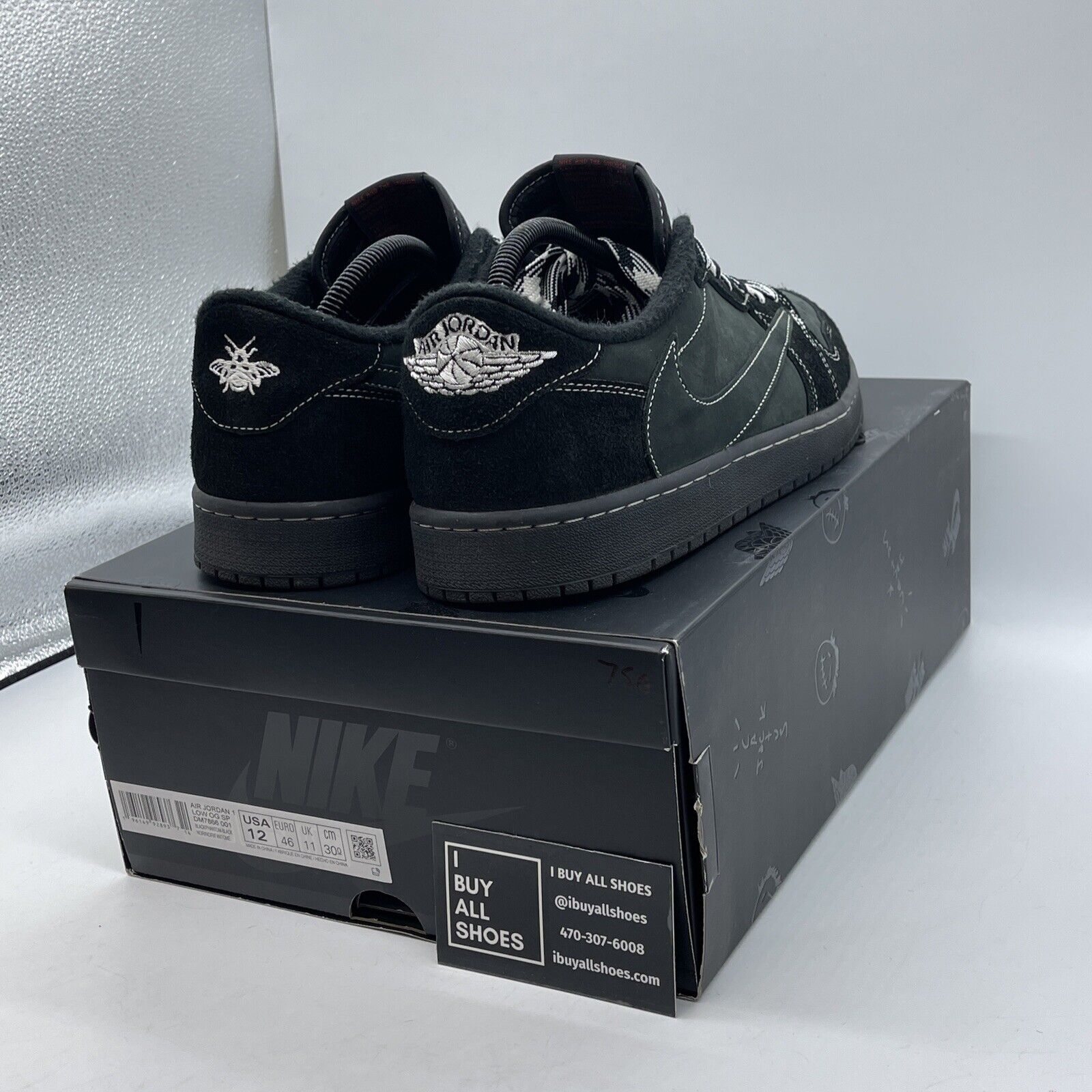 Size 12 - Jordan 1 Retro Low OG SP x Travis Scott Black Phantom (DM7866-001)