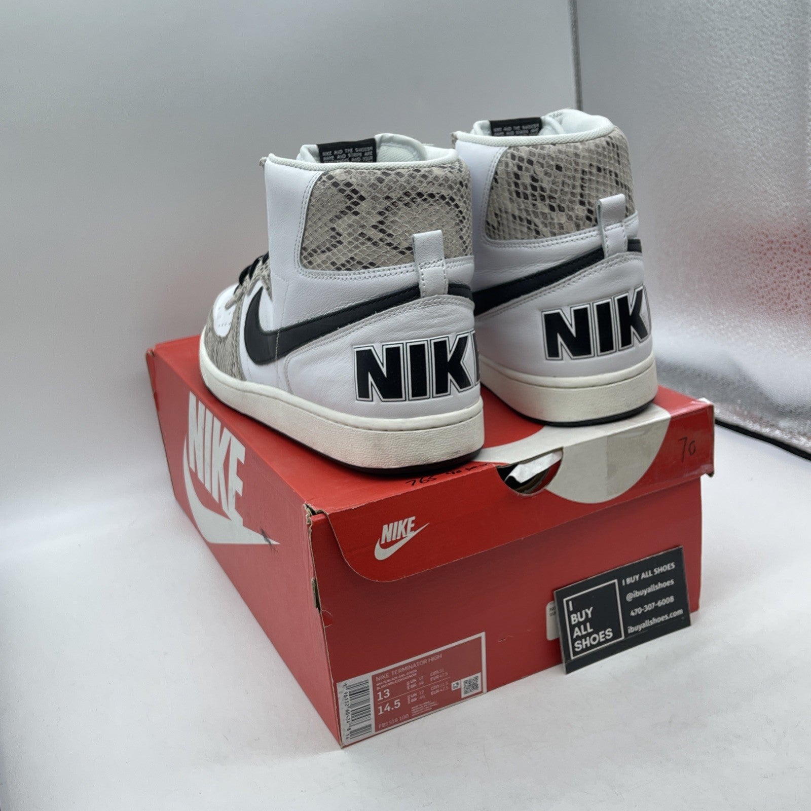 Size 13 - Nike Terminator High Cocoa Snake Black White Leather (FB1318-100)