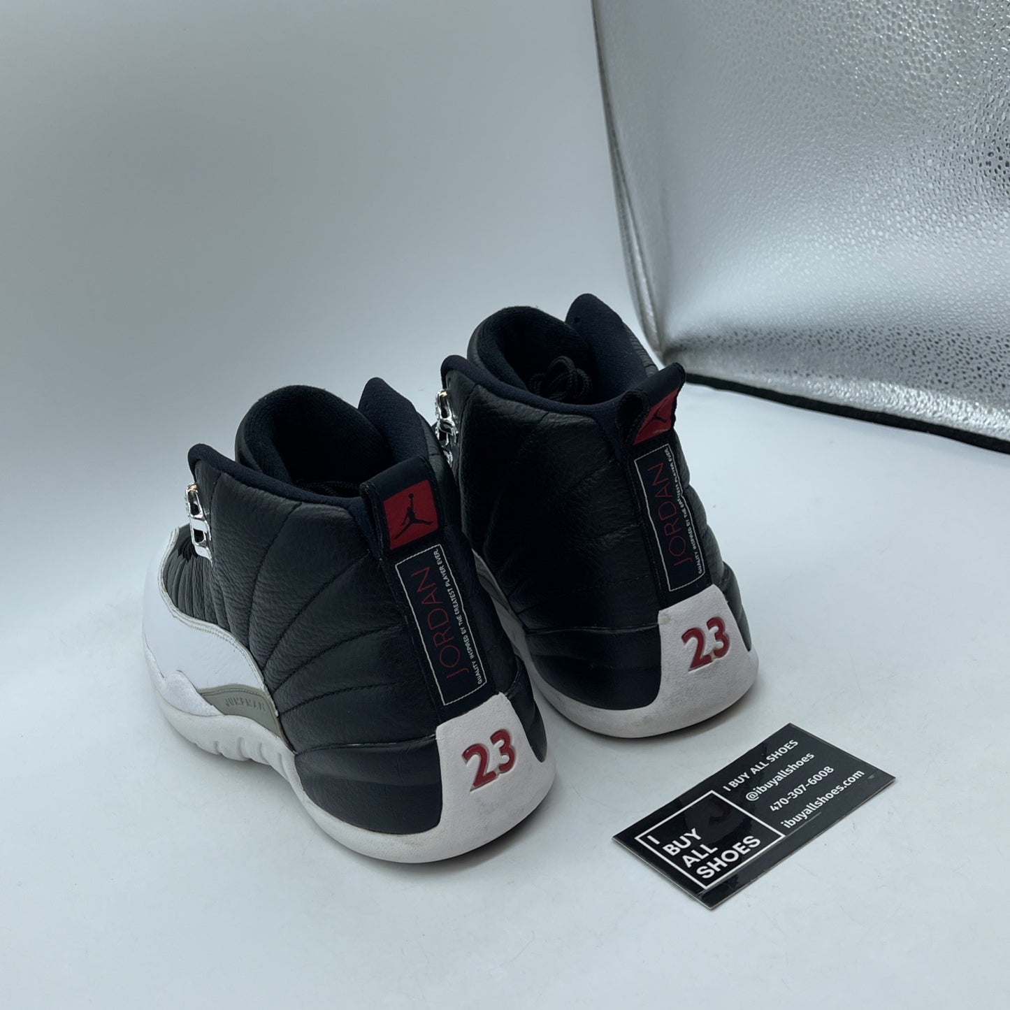 Size 8.5 - Air Jordan 12 Retro 2012 Playoff Black White Leather (130690-001)