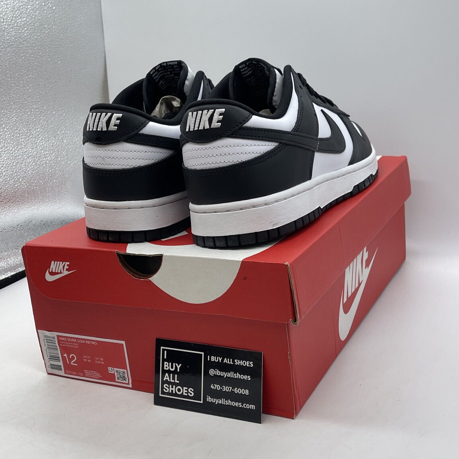 Size 12 - Nike Dunk Low Black White Suede Leather (DD1391-100)