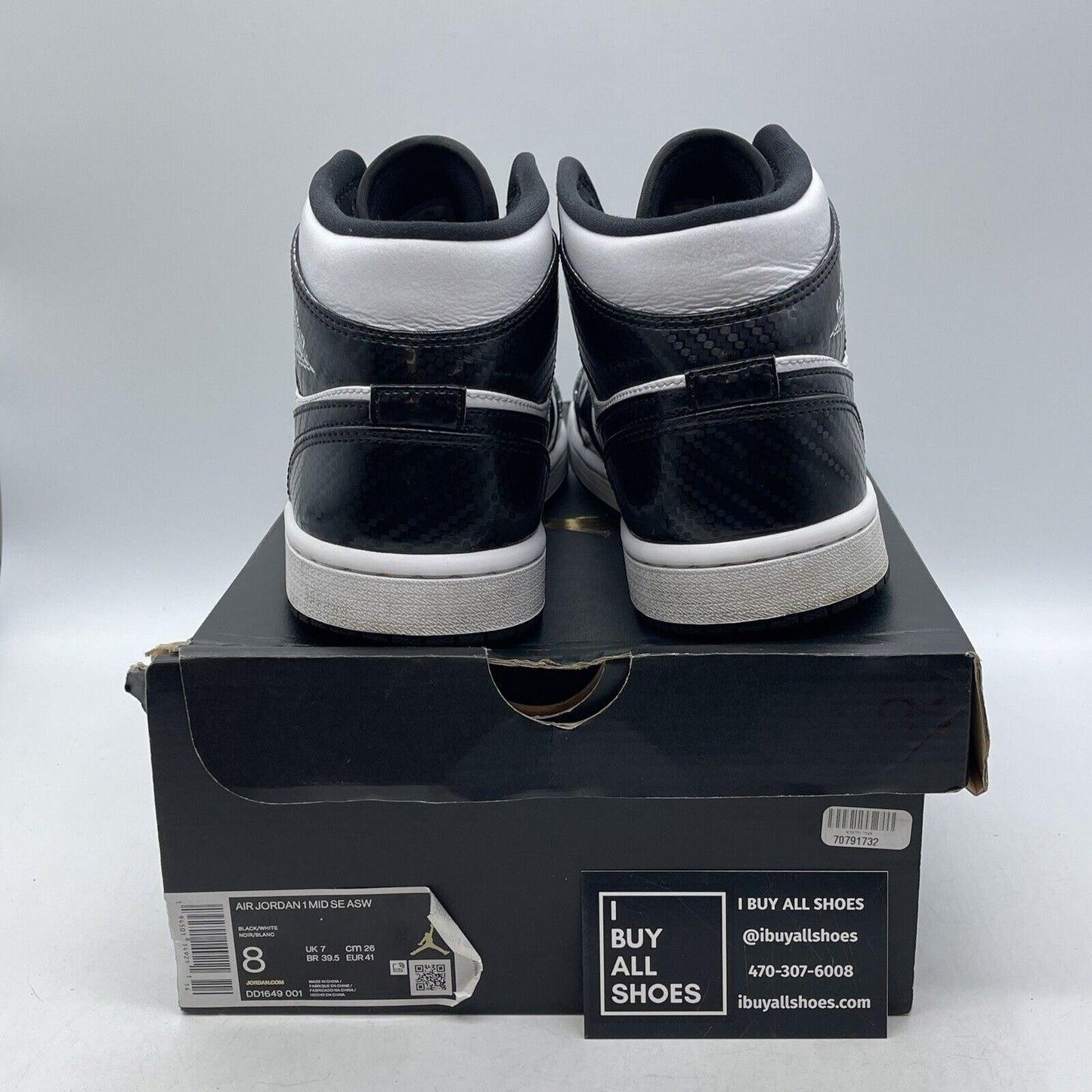 Size 8 - Air Jordan 1 SE Mid All Star White Black Leather (DD1649-001)