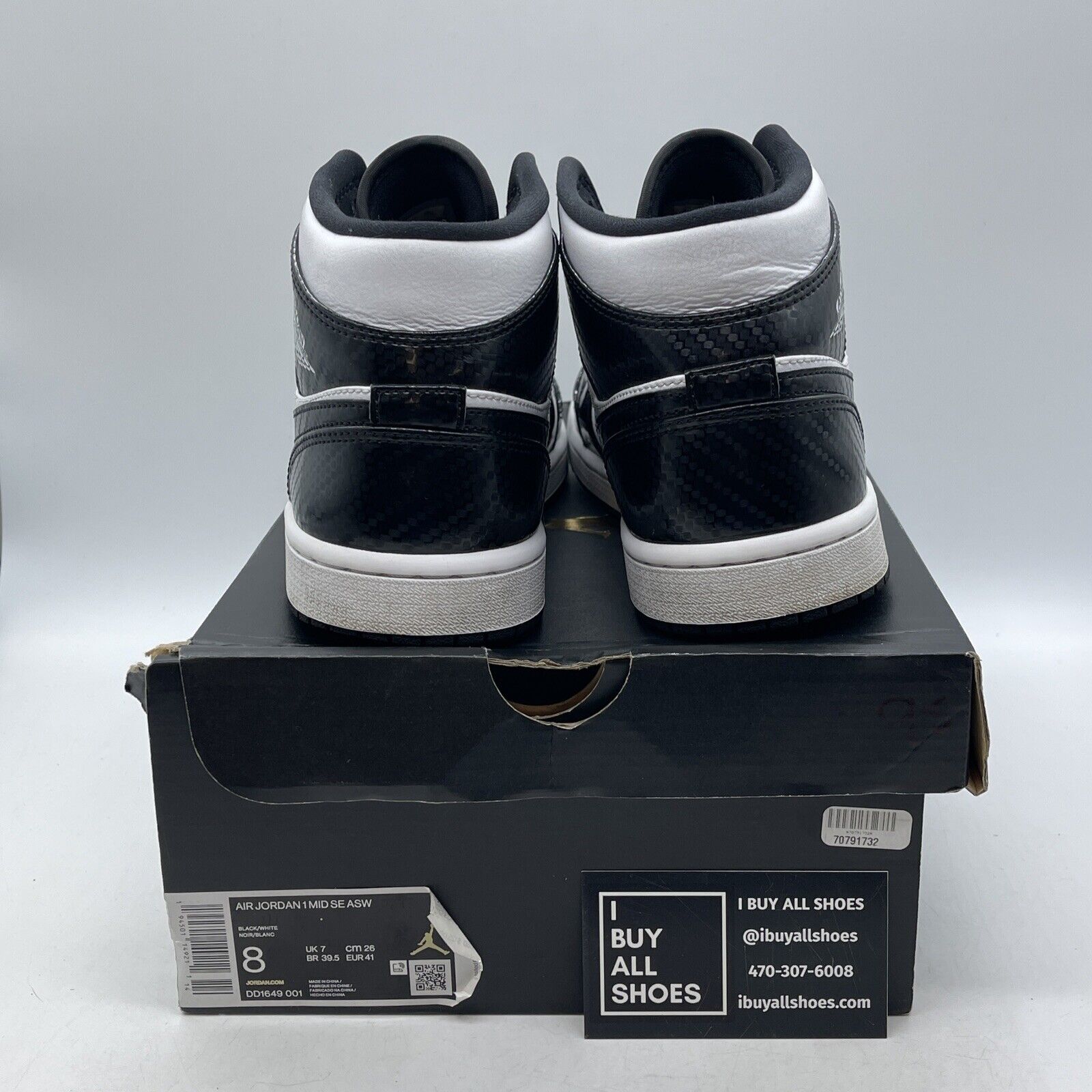 Size 8 - Air Jordan 1 SE Mid All Star White Black Leather (DD1649-001)