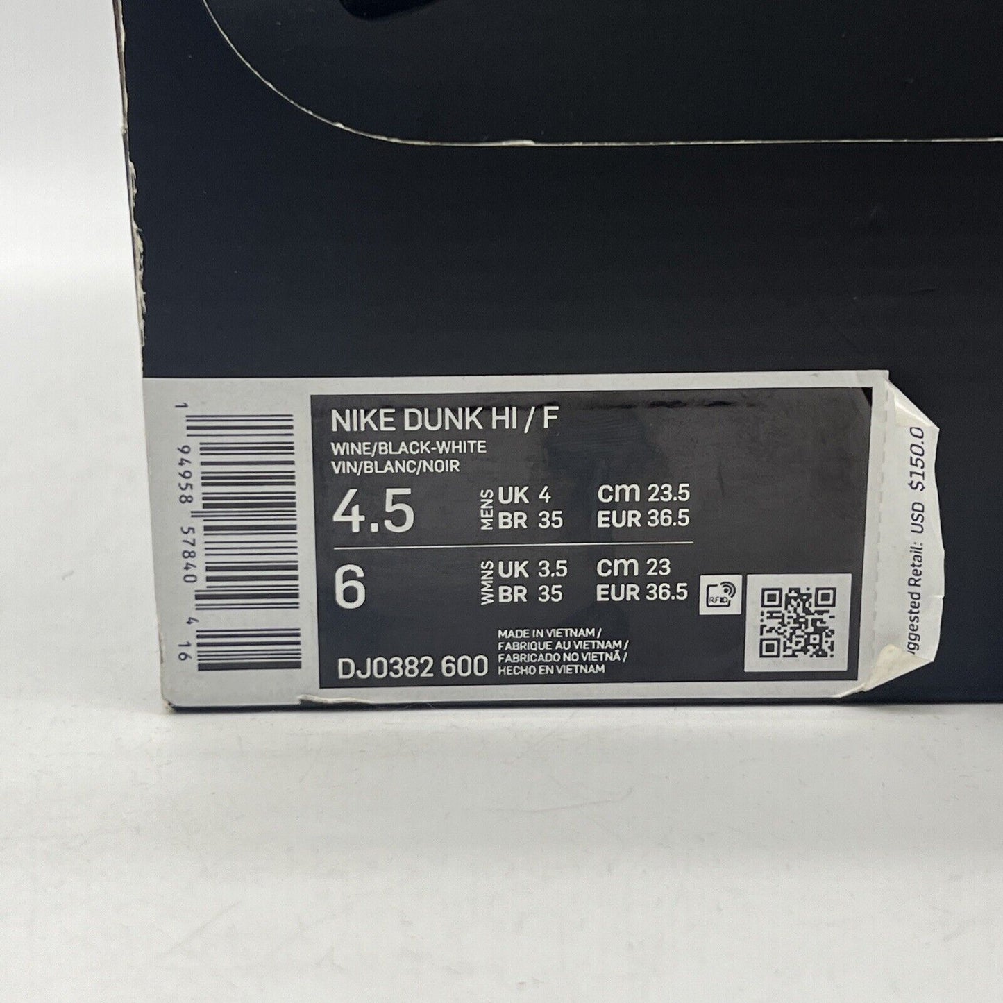 Size 4.5 - Nike Fragment Design x Dunk High Beijing Black White  (DJ0382-600)