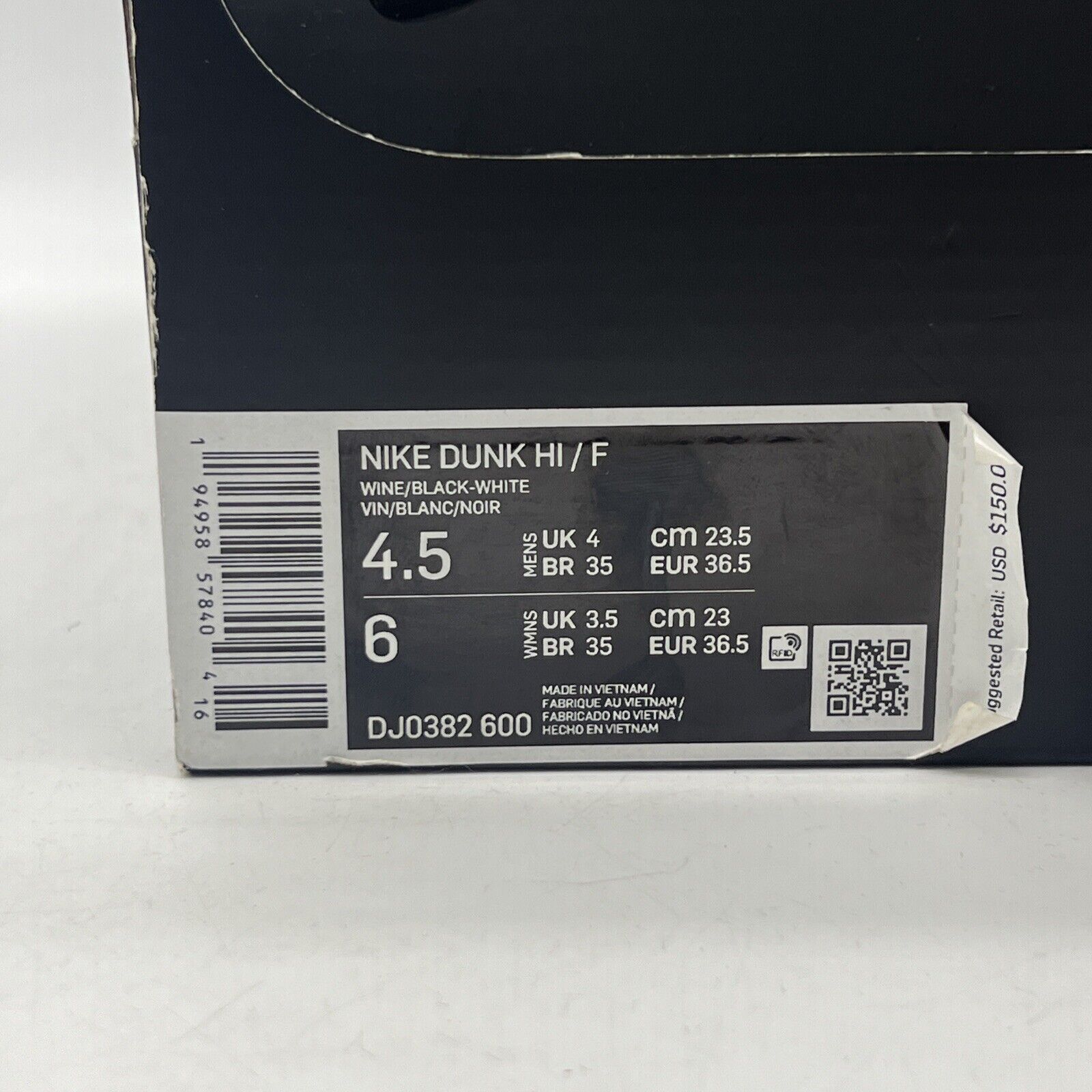 Size 4.5 - Nike Fragment Design x Dunk High Beijing Black White  (DJ0382-600)