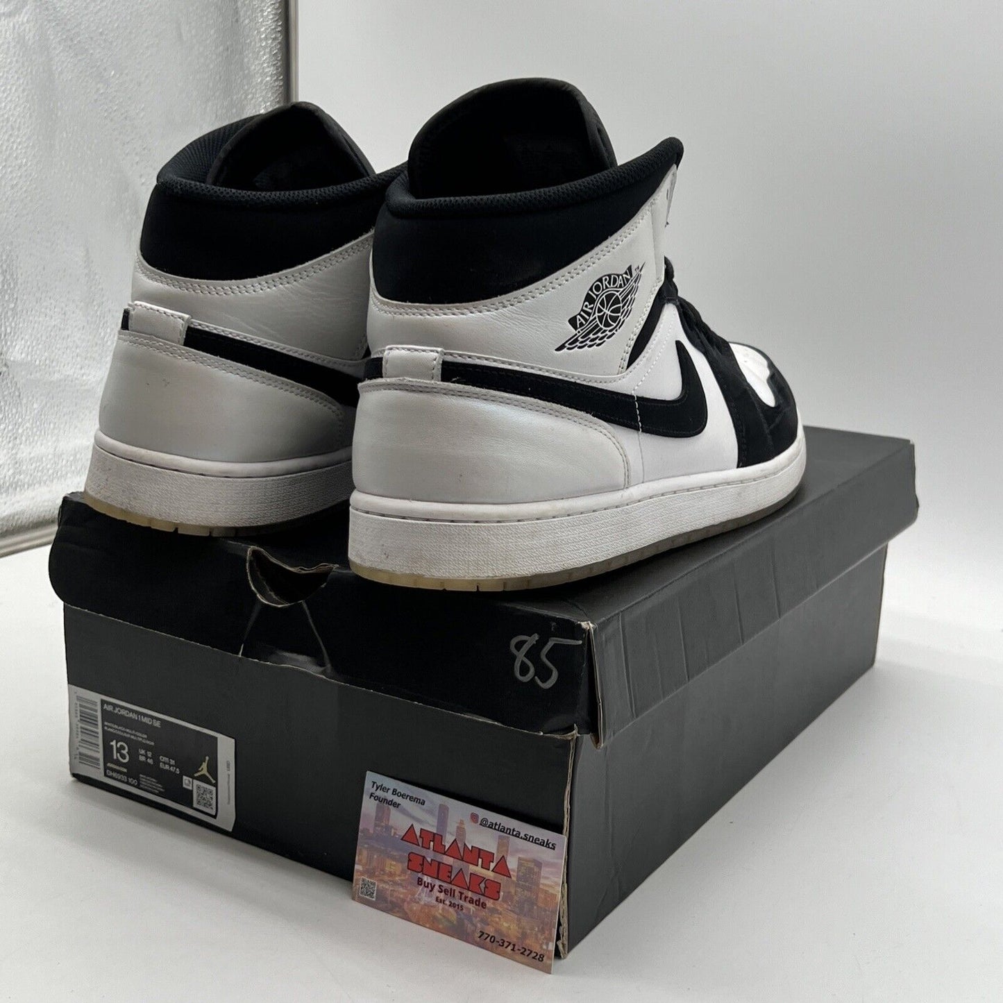 Size 13 - Jordan 1 Mid SE Diamond Black White Leather Suede  (DH6933-100)