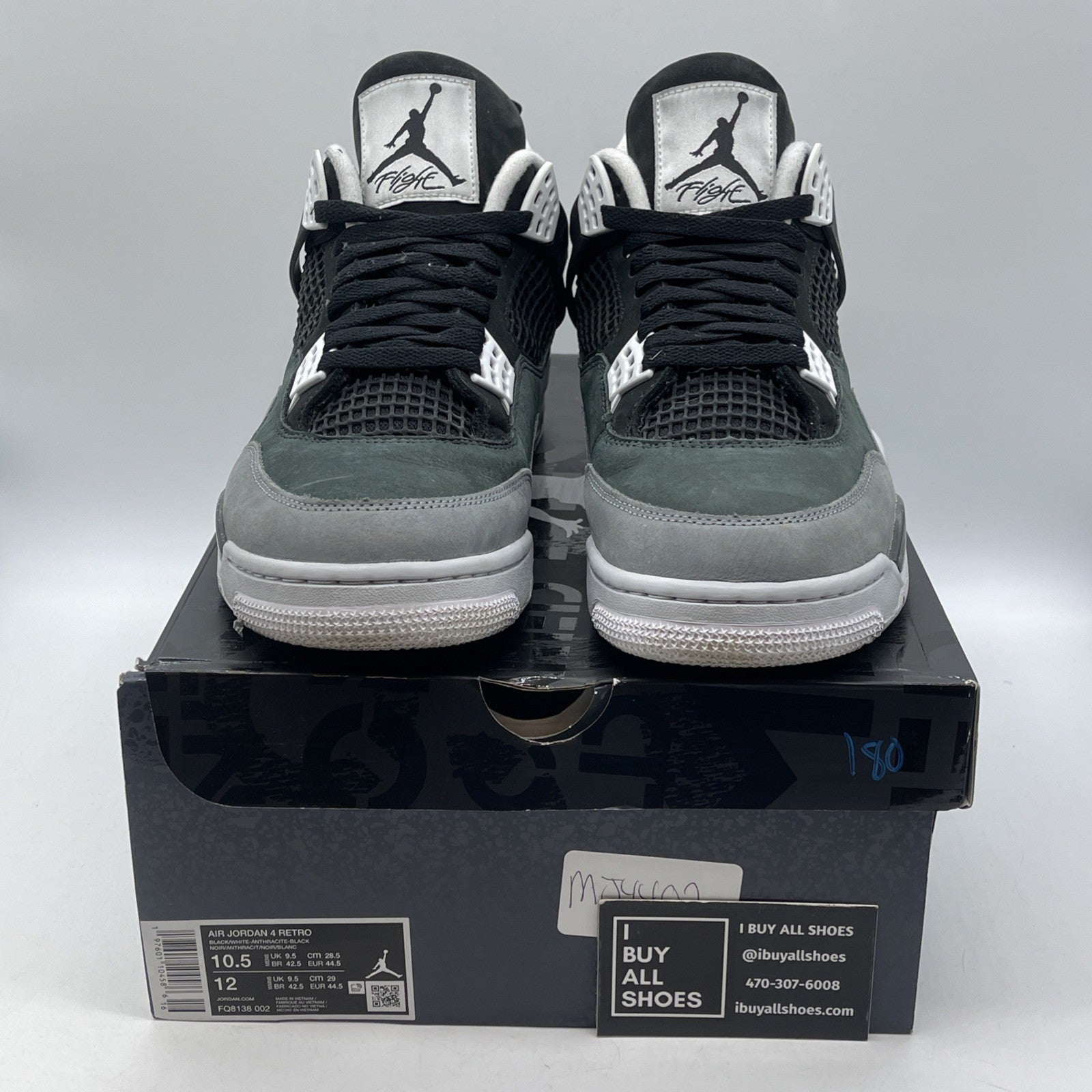 Size 10.5 - Air Jordan 4 Retro 2024 Fear Black Grey Suede (FQ8138-002)
