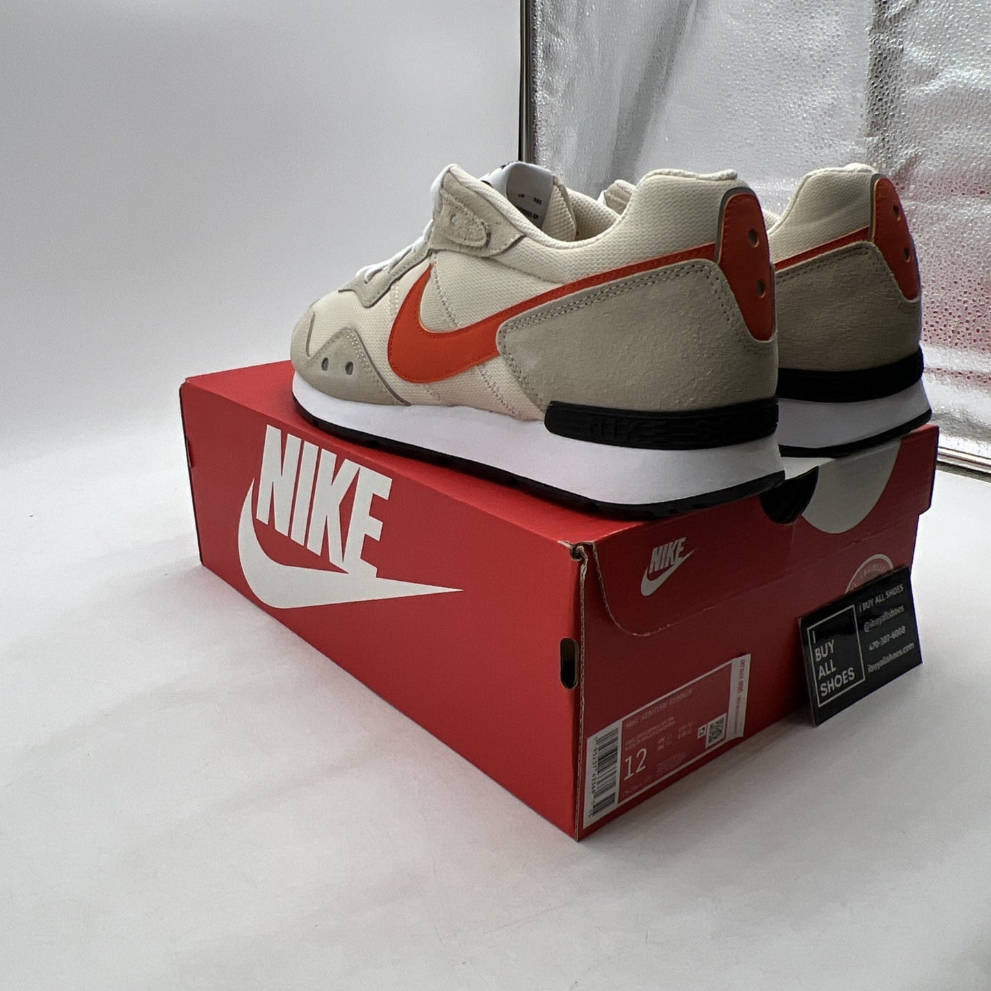 Size 12 - Nike Venture Runner Shoes Mens Beige Orange Trainers (CK2944-202)