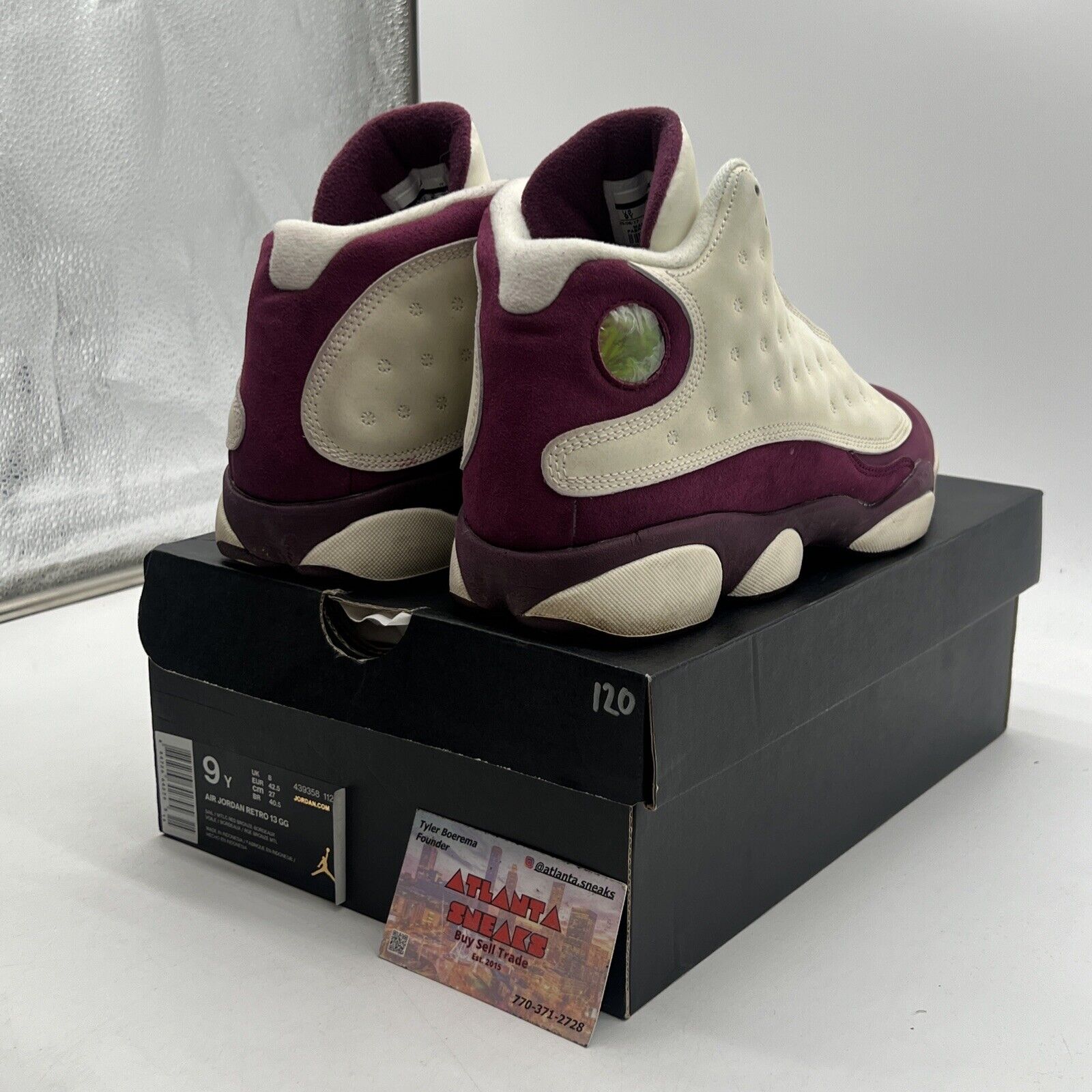 Size 9Y - Jordan 13 Retro Bordeaux  Maroon Cream Suede  (439358-112)