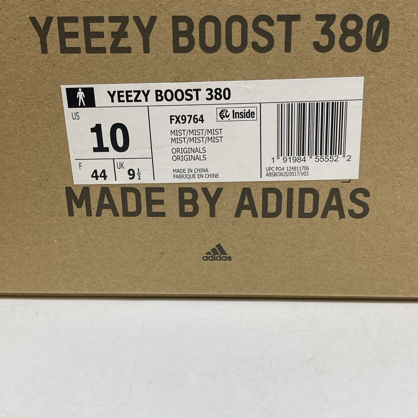 Size 10 - adidas Yeezy Boost 380 Mist Non-Reflective Blue Tan Suede (FX9764)