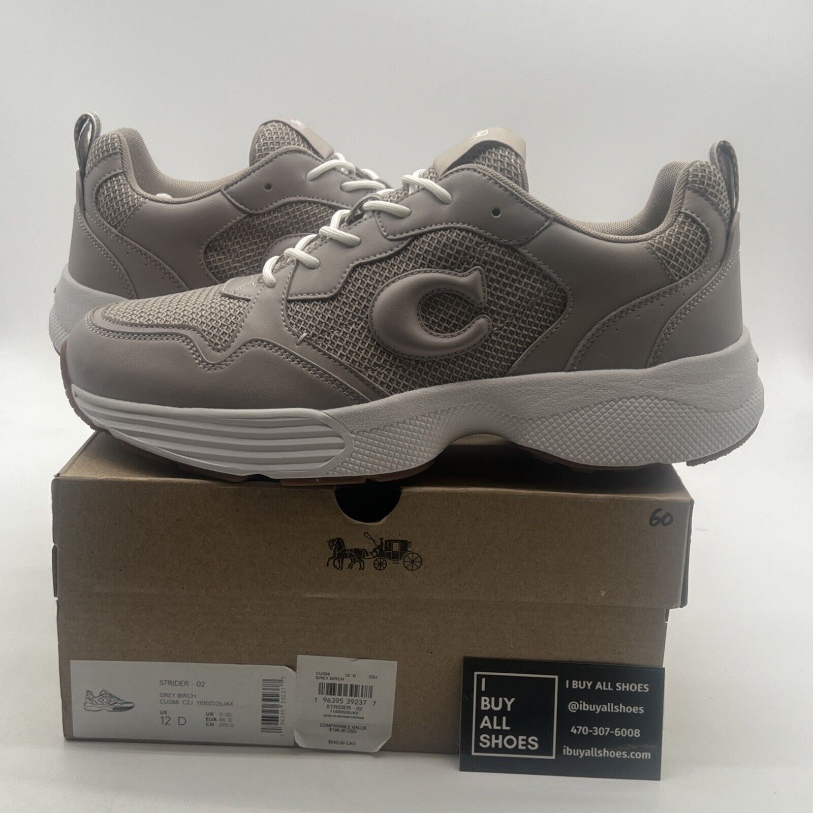 Size 12 - Coach Women’s Strider Sneaker Grey Birch CP837. NIB