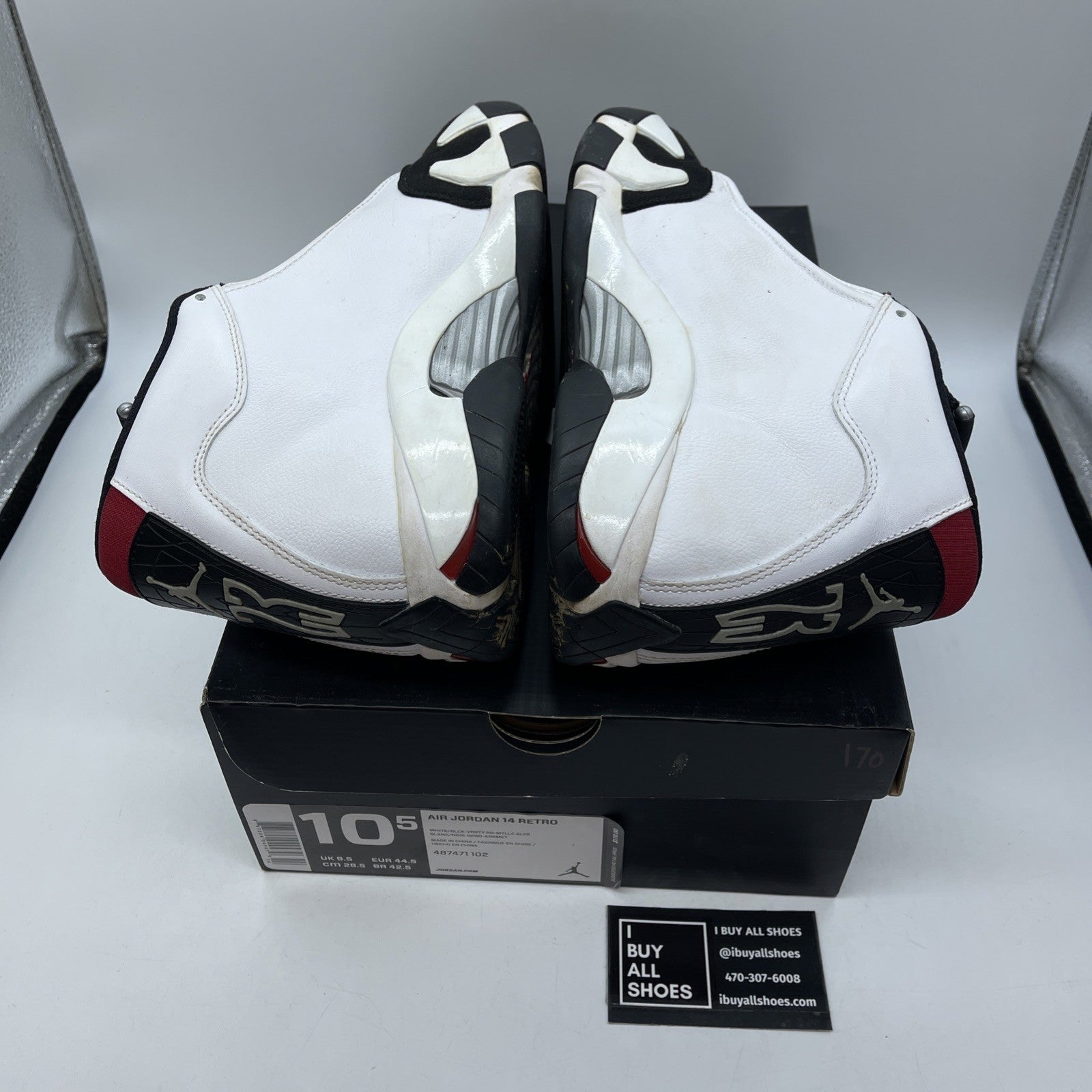 Size 10.5 - Air Jordan 14 Retro 2014 Black Toe Suede Leather (487471-102)