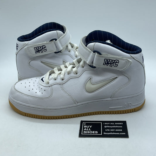 Size 9.5 - Nike Air Force 1 Jewel QS Mid NYC Yankees White Leather (DH5622-100)