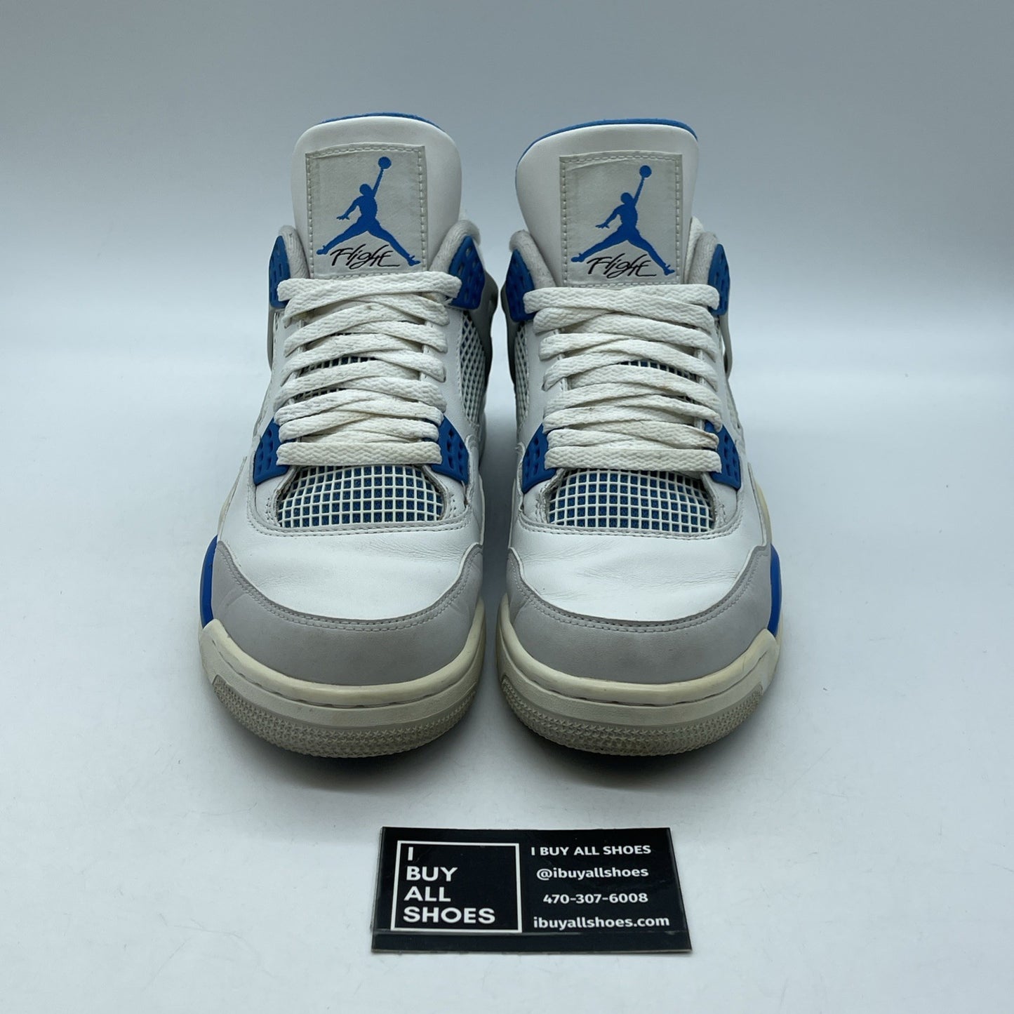 Size 9 - Jordan 4 Retro Military Blue 2012 White Grey Leather (308497-105)