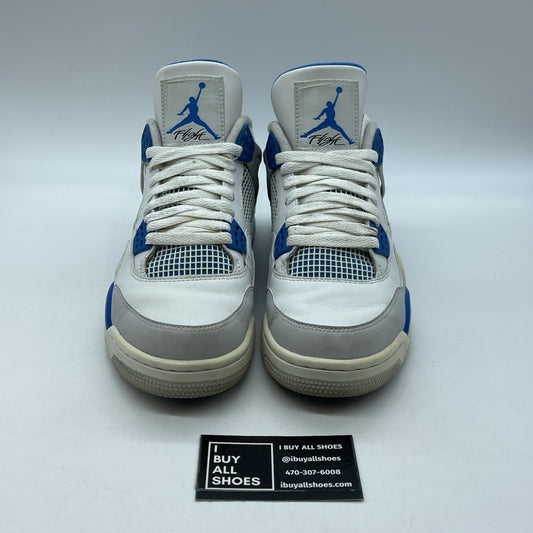 Size 9 - Jordan 4 Retro Military Blue 2012 White Grey Leather (308497-105)