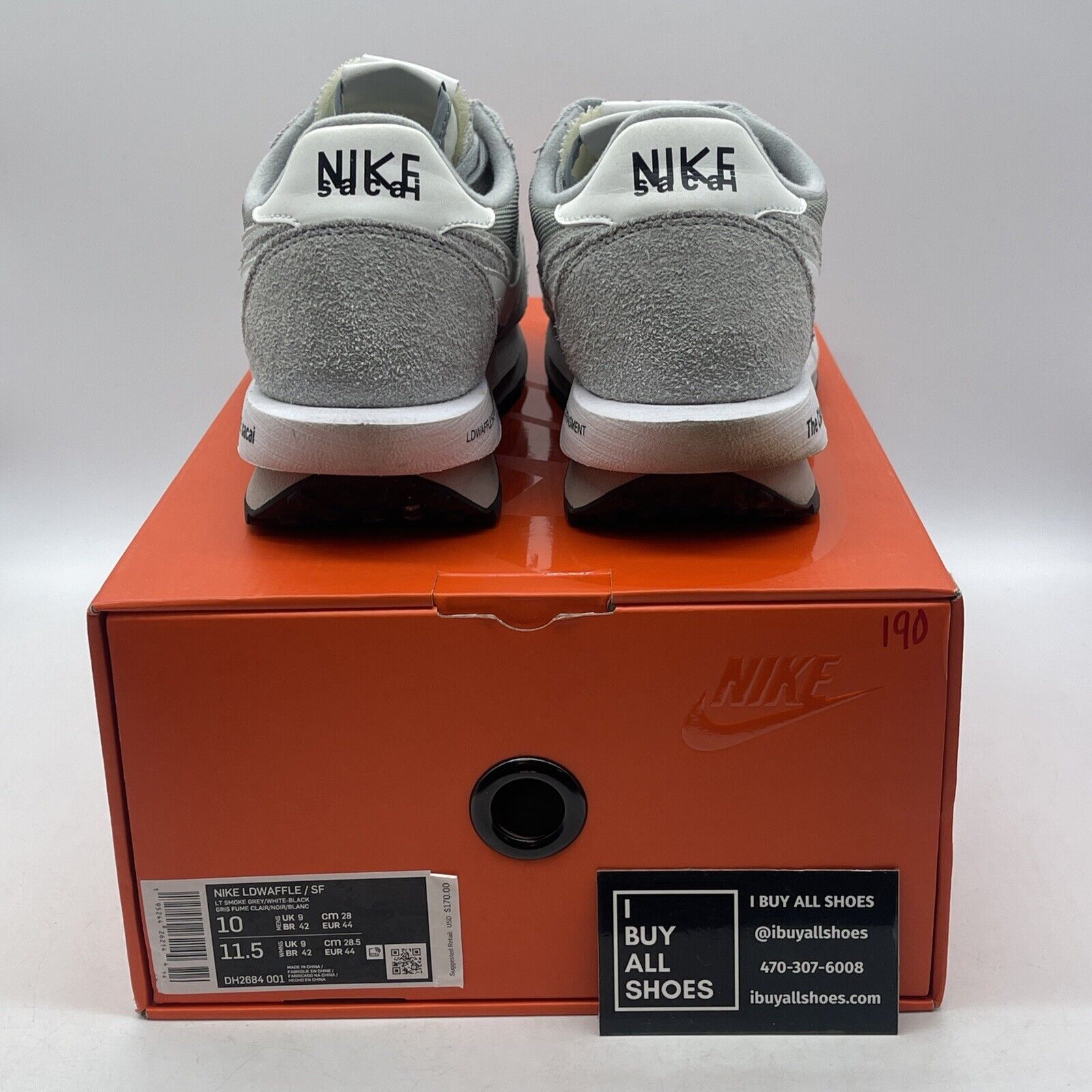 Size 10 - Nike LDV Waffle x Fragment Design x Sacai Gray Suede (DH2684-001)