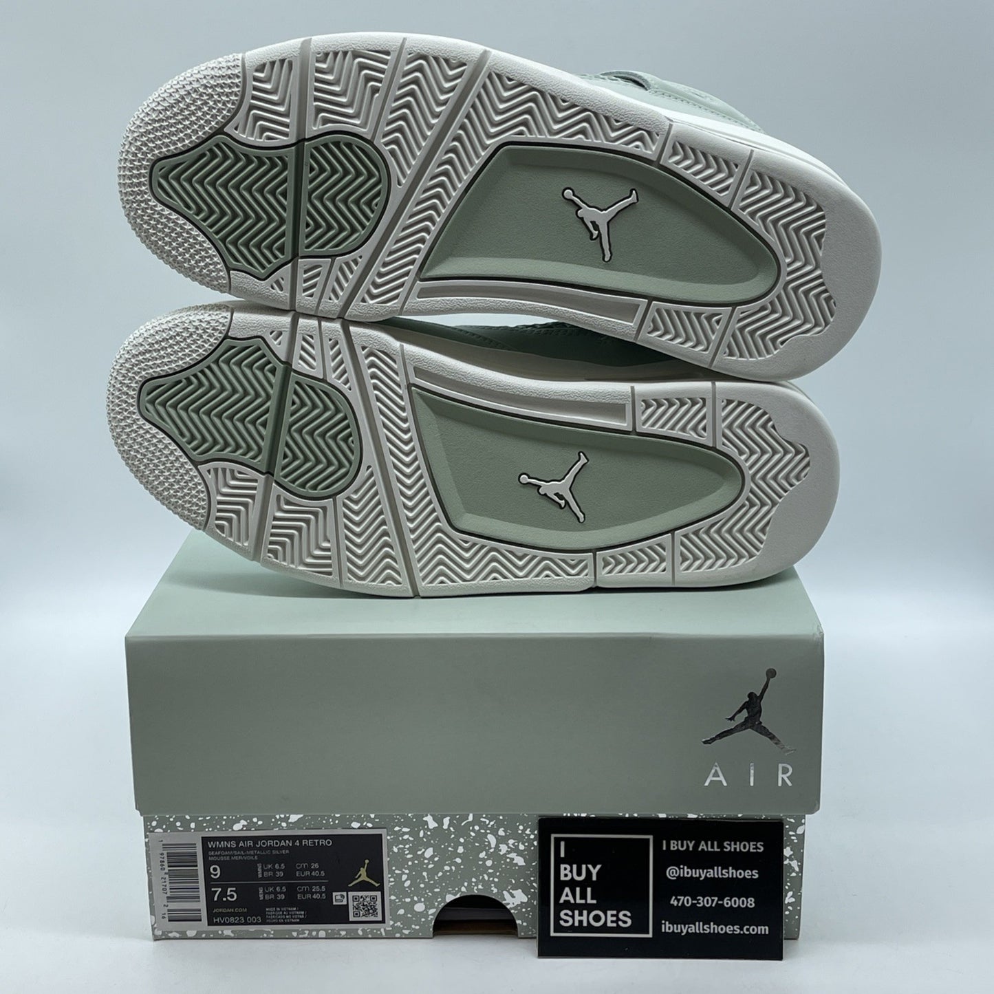 Size 9W - Air Jordan 4 Retro Abundance Seafoam Blue Silver Leather (HV0823-003)