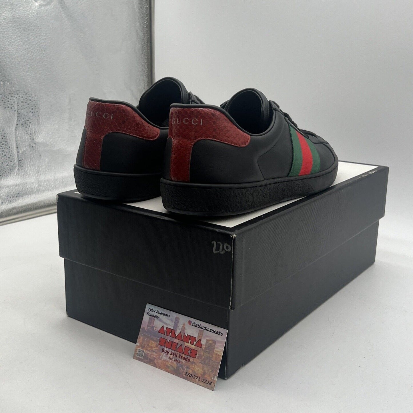 Size 9.5 - Gucci Ace Leather Black Red Green Leather