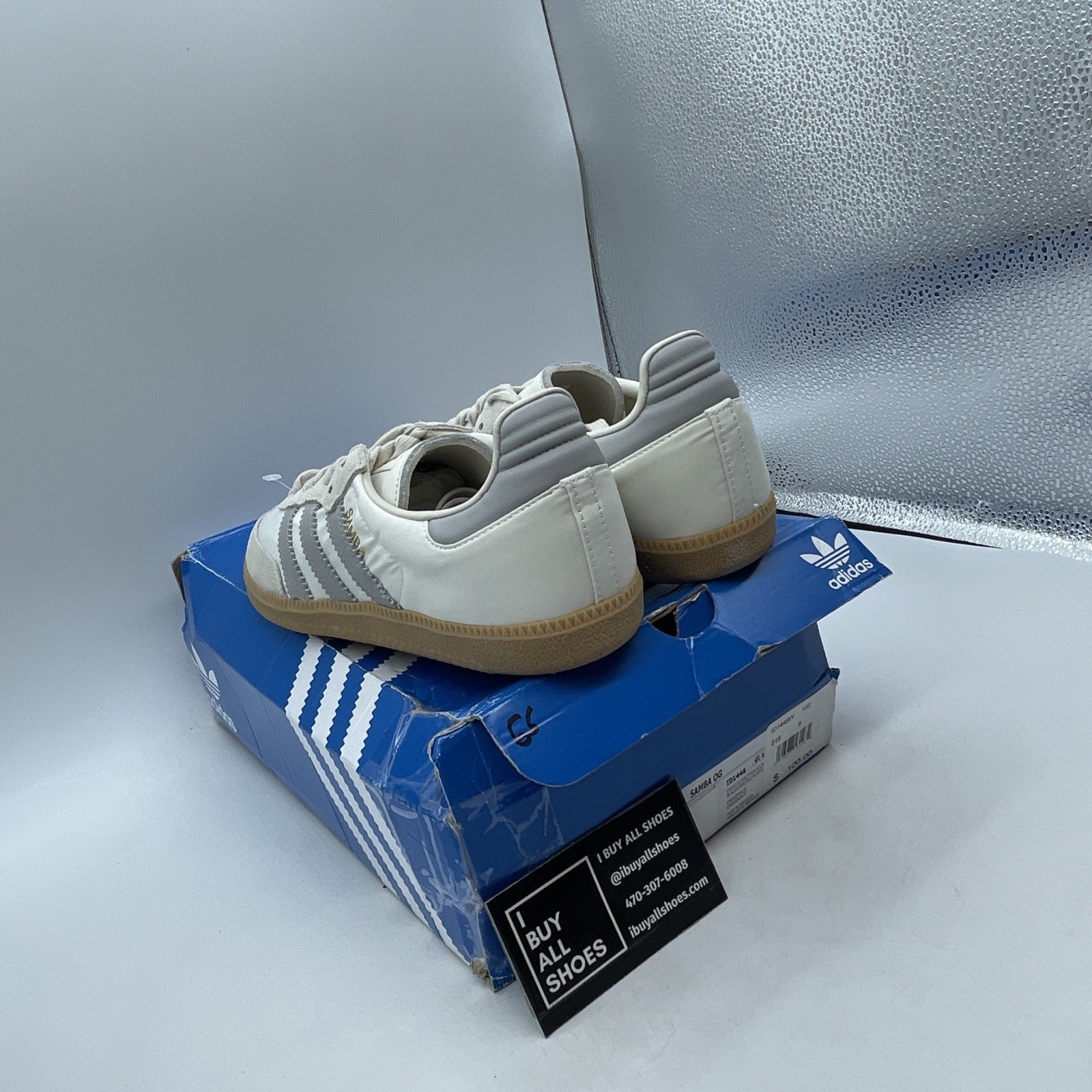 Size 7 - Adidas Samba OG Athletic Sneakers Off White Gray (ID1448)