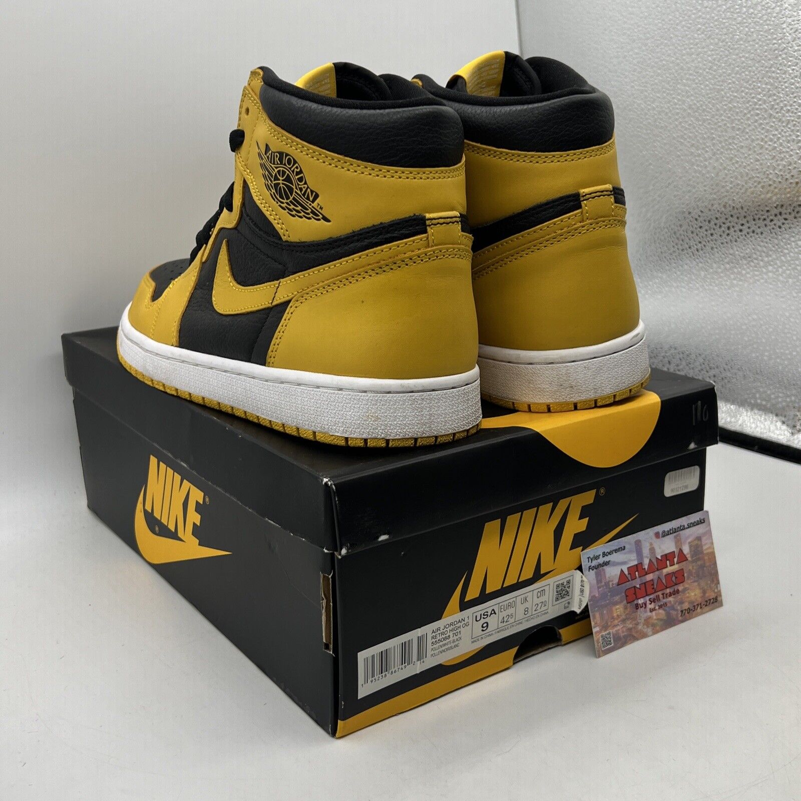 Size 9 - Jordan 1 Retro OG High Pollen Yellow Black White Leather (555088-701)