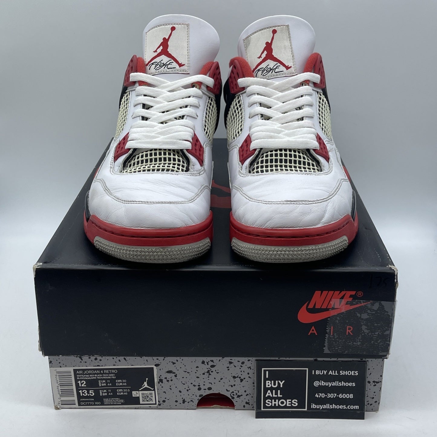 Size 12 - Jordan 4 Retro OG Mid Fire Red White Black Leather (DC7770-160)