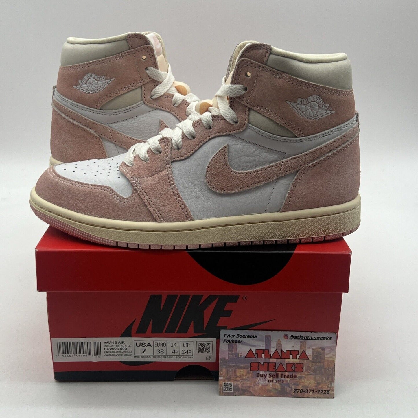 Size 7 - Air Jordan 1 Retro OG High Washed Pink W Suede Leather (FD2596-600)