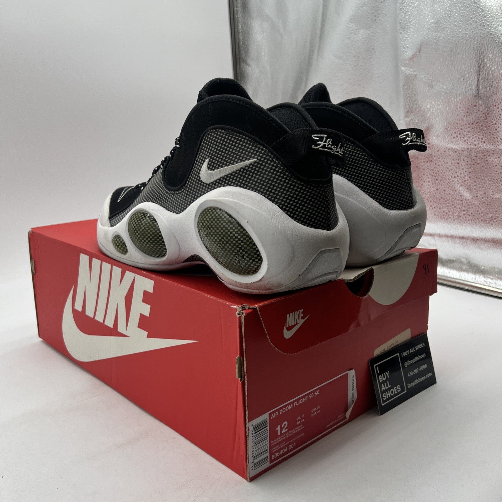 Size 12 - Nike Air Zoom Flight 95 2015 Black Metallic Silver (806404-001)