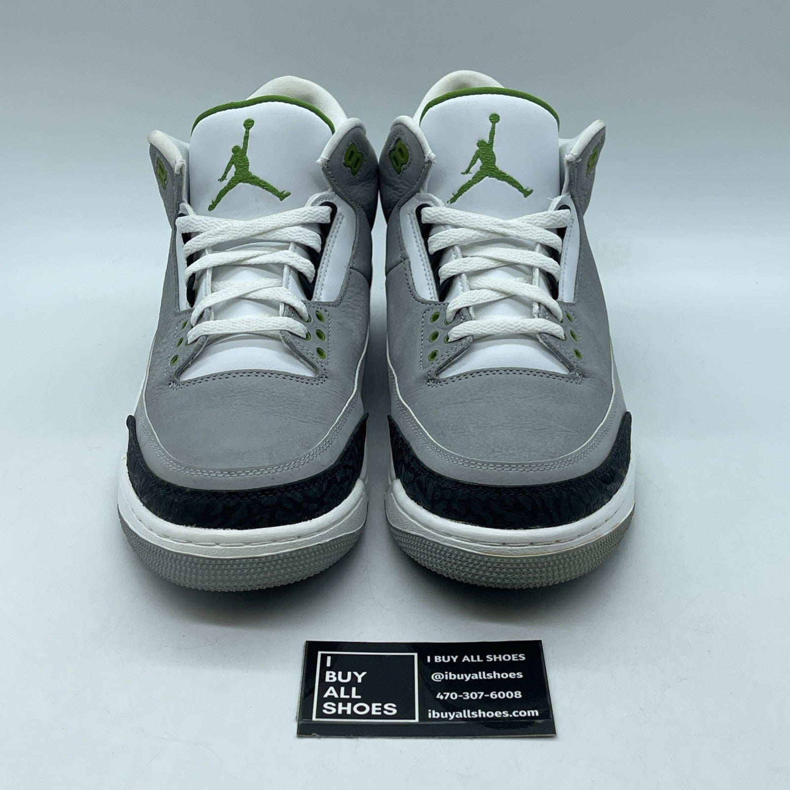Size 10.5 - Air Jordan 3 Retro Chlorophyll Grey White Leather Suede (136064-006)