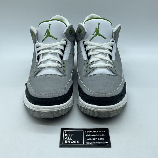 Size 10.5 - Air Jordan 3 Retro Chlorophyll Grey White Leather Suede (136064-006)
