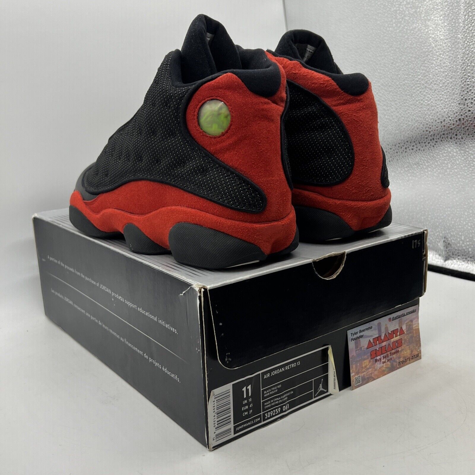 Size 11 - Air Jordan 13 Retro 2004 Bred Black Red Suede Leather (309259-061)