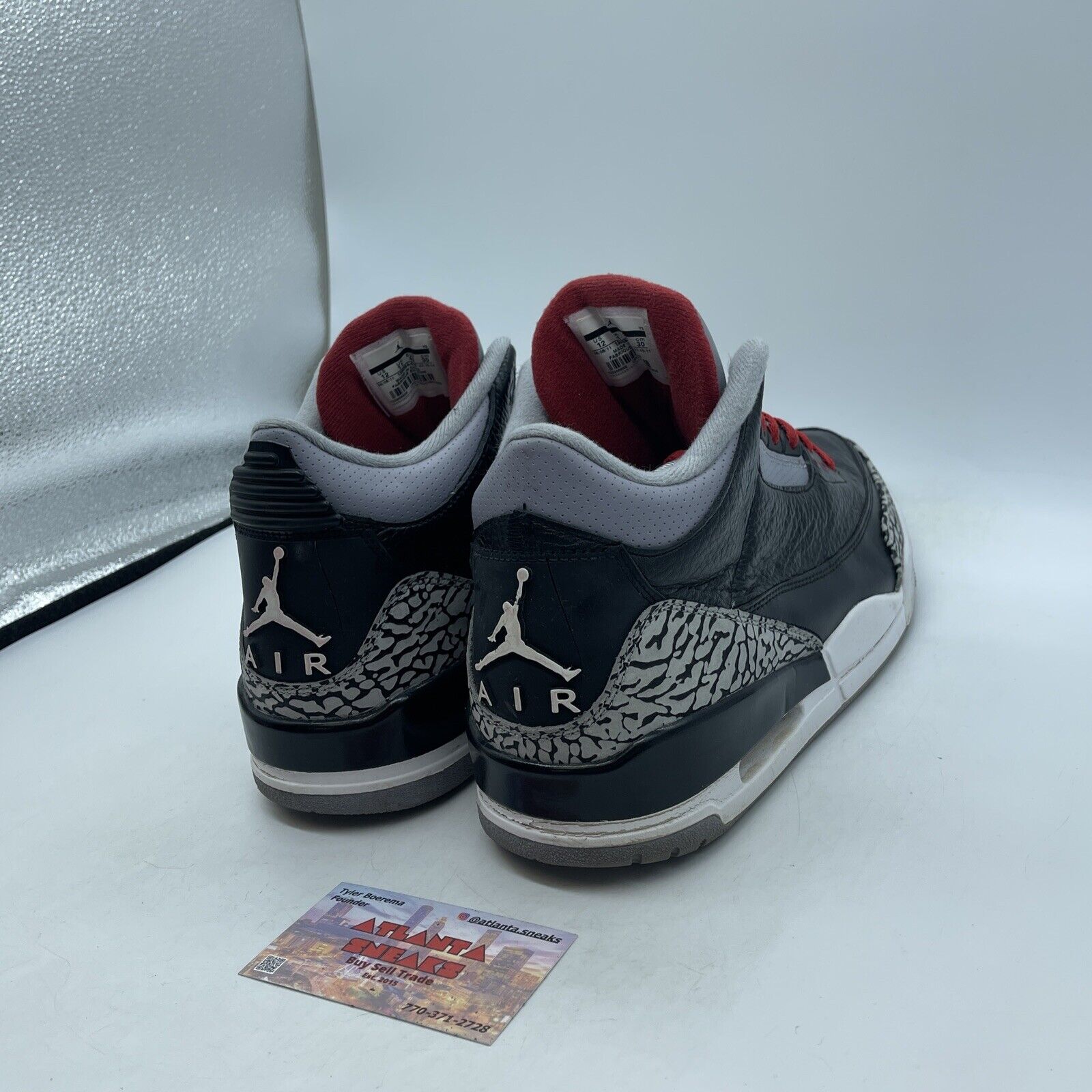 Size 12 - Jordan 3 Retro release Black Leather Grey Suede (136064-010)