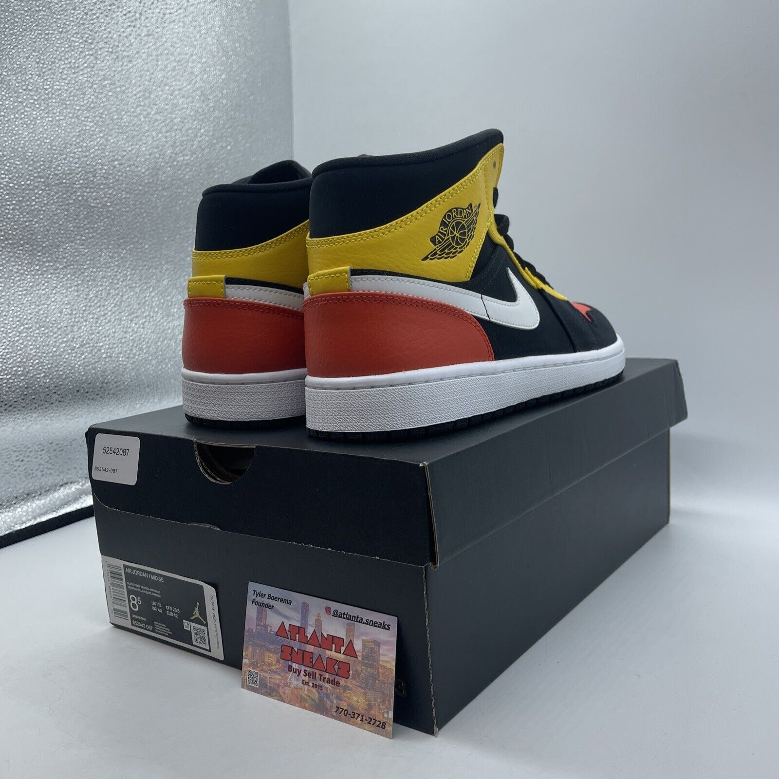 Size 8.5 - Air Jordan 1 SE Mid Amarillo Yellow Black White Suede (852542-087)