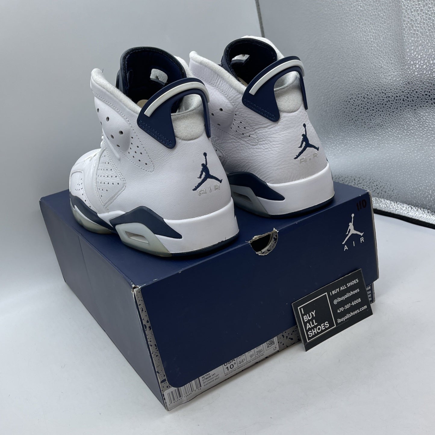 Size 10.5 - Jordan 6 Retro Midnight Navy White Leather (CT8529-141)