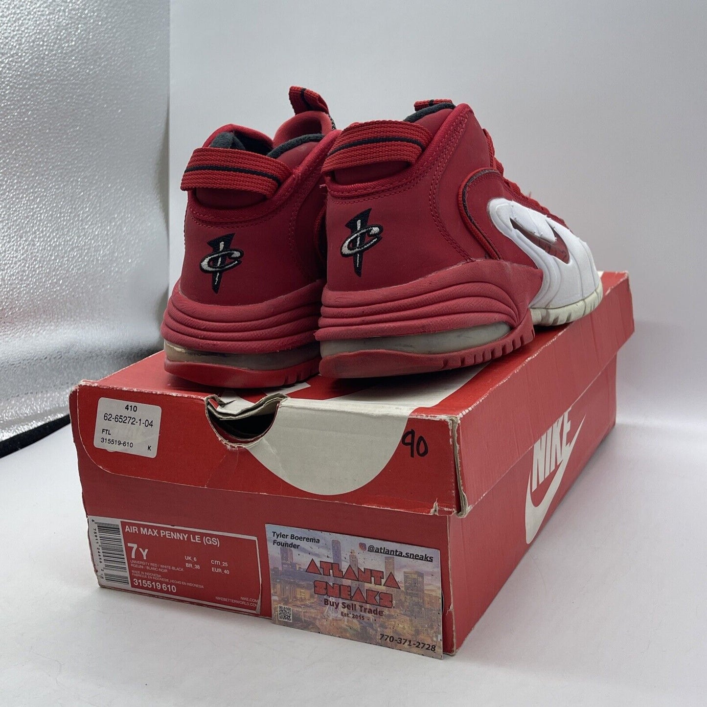 Size 7Y (GS) - Nike Air Max Penny 1 LE Mid University Red Suede (315519-610)