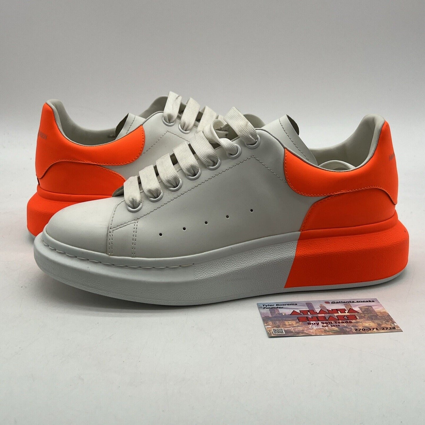 Size 7.5 - Alexander McQueen Oversized Sneakers “White Orange” (556278)