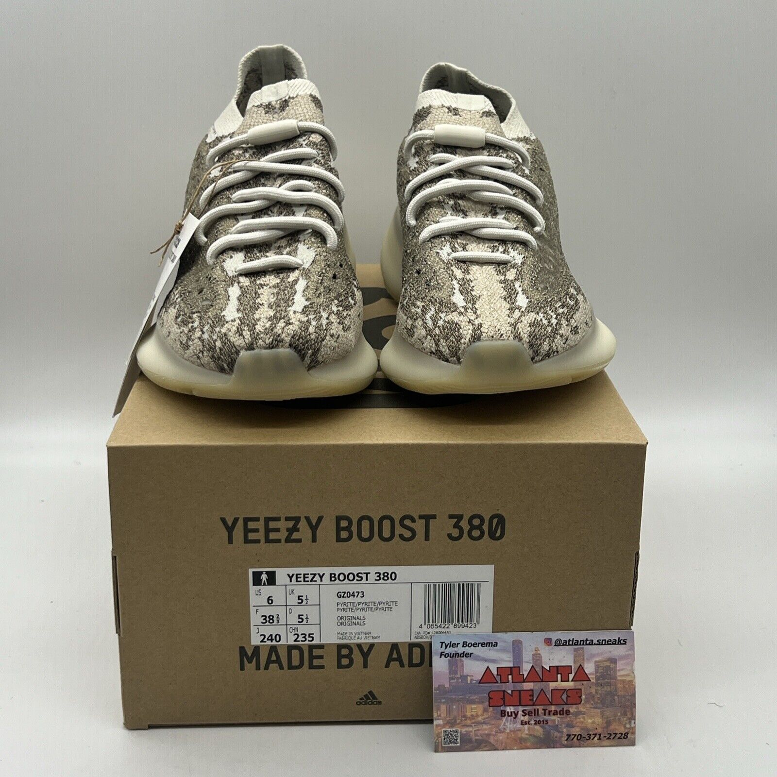 Size 6 - adidas Yeezy Boost 380 Pyrite Brand New Og All White DS Sneakers