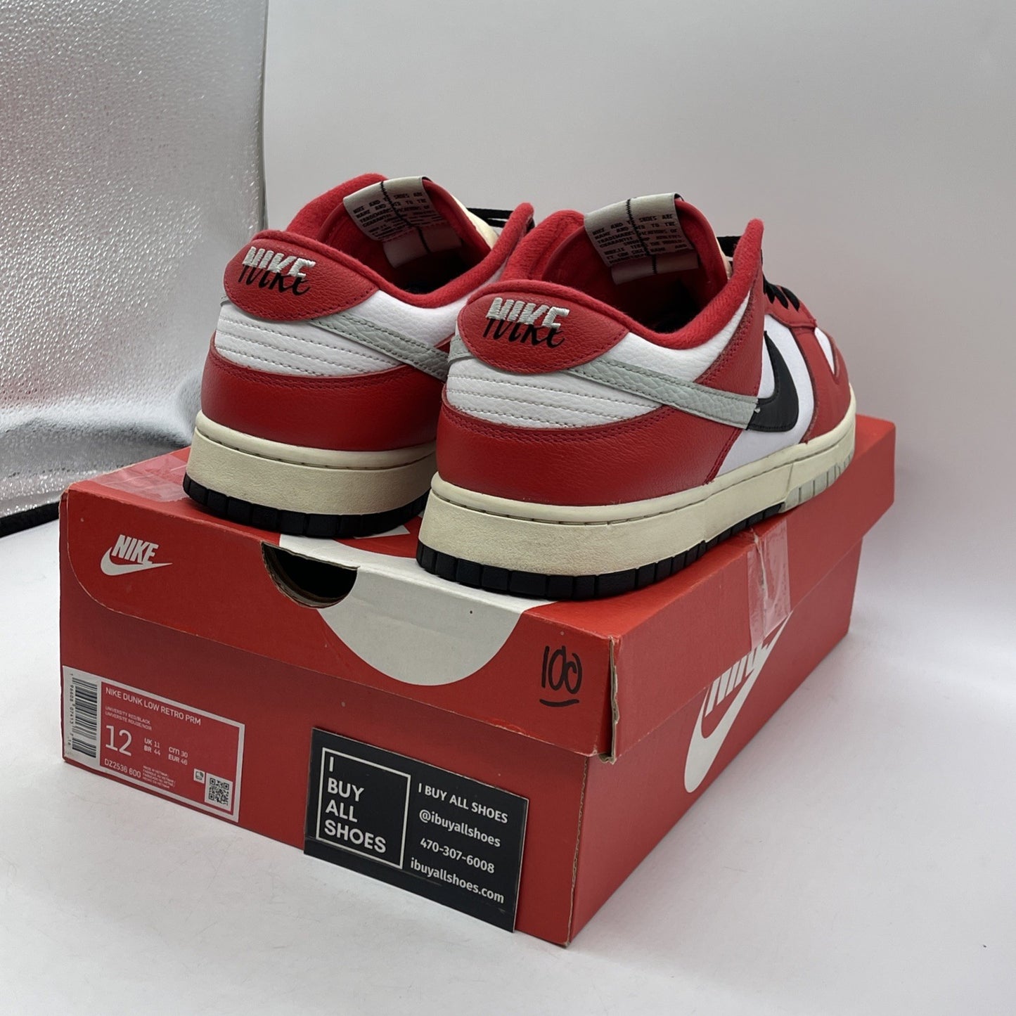 Size 12 - Nike Dunk Low Split Chicago White Red Black Leather (DZ2536-600)