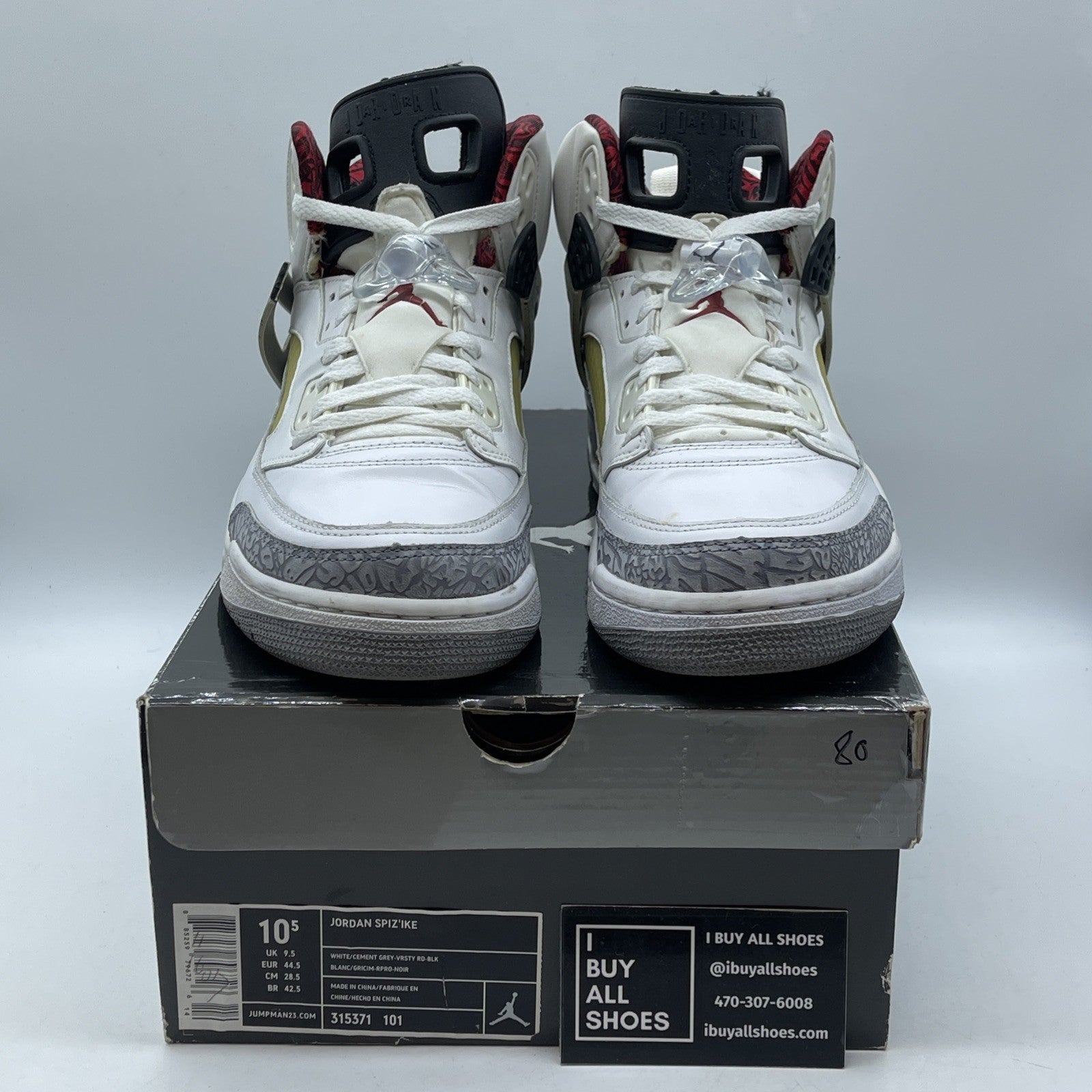 Size 10.5 - Jordan Spizike Cement Grey White Grey Suede Leather (315371-101)