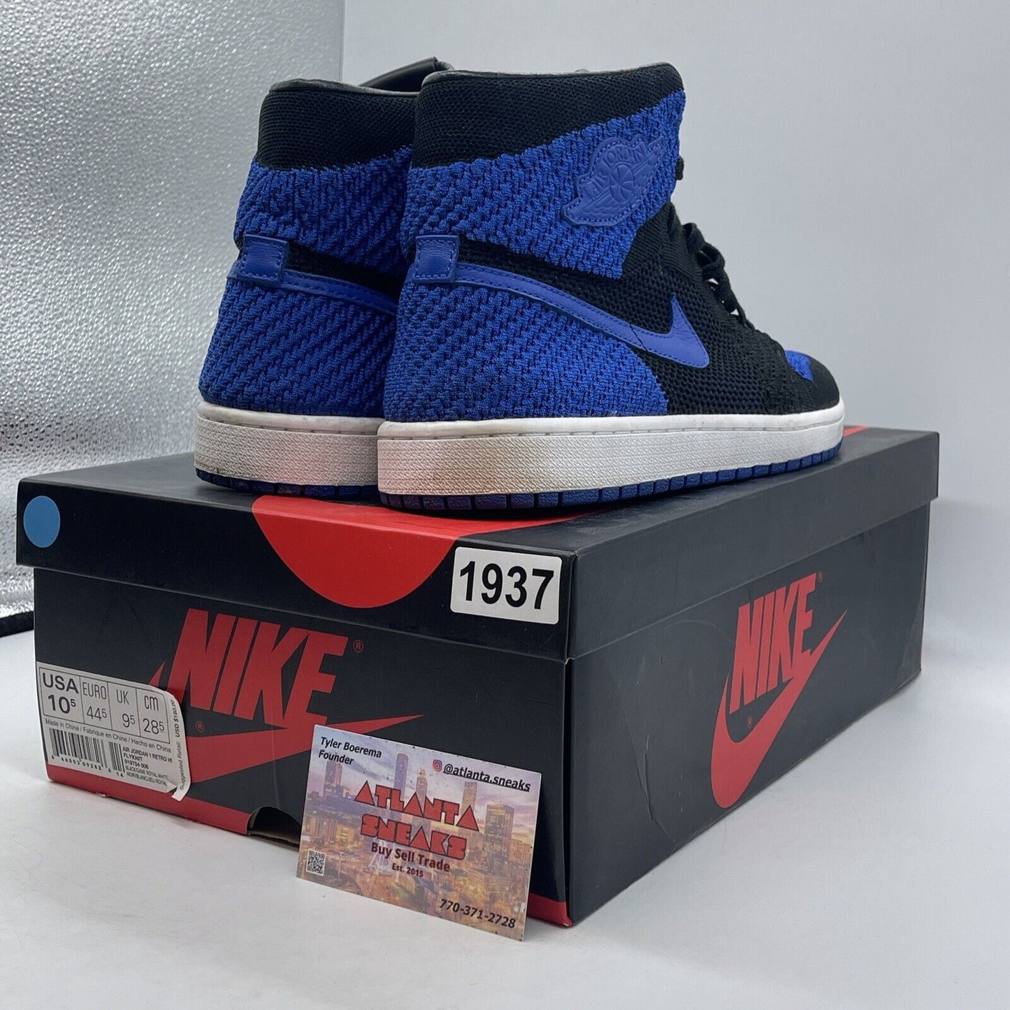 Size 10.5 - Air Jordan 1 Retro OG Flyknit High Royal Blue Suede (919704-006)
